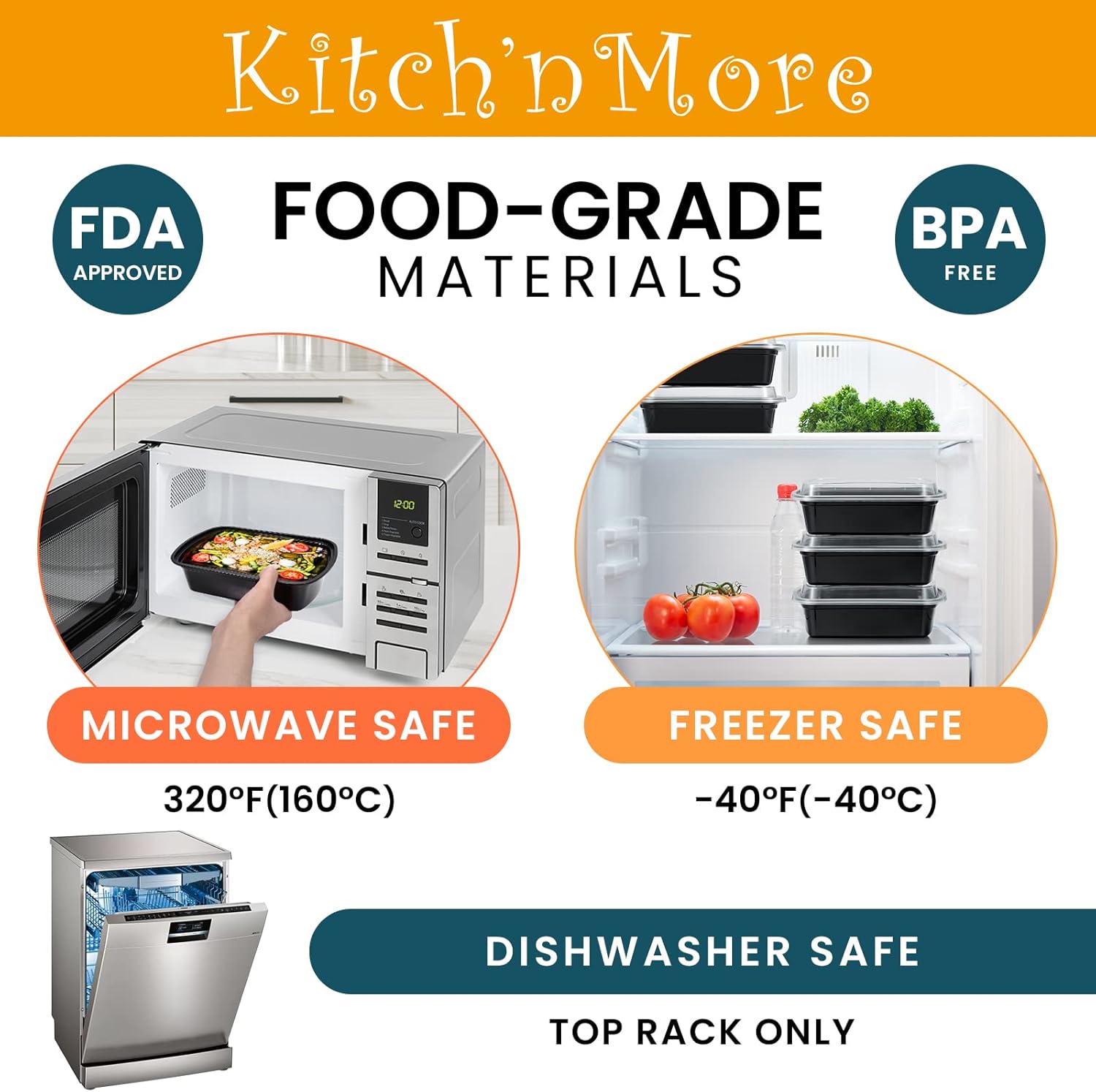 38oz Meal Prep Containers, Extra Large &Thick Food Storage Containers with Lids, Reusable Plastic,Disposable Bento Box,Stackable,Microwave/Freezer/Dishwasher Safe, BPA Free (30Pack) - Image 5