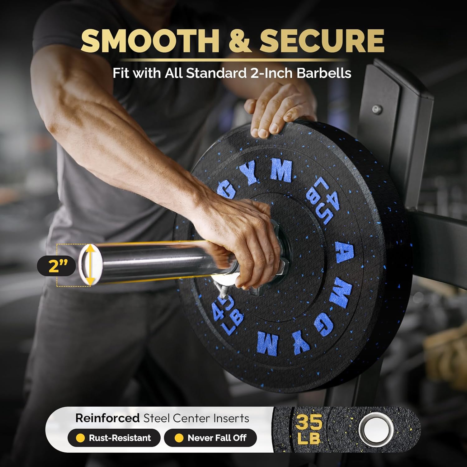 2 Inch Bumper Plates,10-500lbs,Barbell Rubber Olympic Weight Plates Set for Home Gym, Strength Training & Weight Lifting, Multiple Options Colors - Image 5