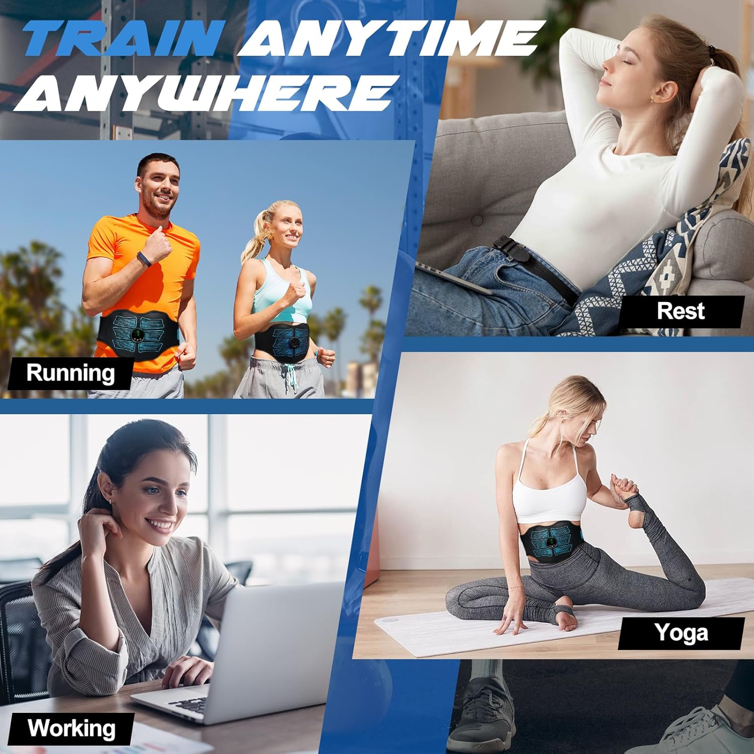 FDA Cleared - MHD TENS Muscle Stimulator - Dual TENS & PMS Functions, 12 Programs for Easy Abs Muscle Stimulation and Activation, Home Gym Use - Image 5