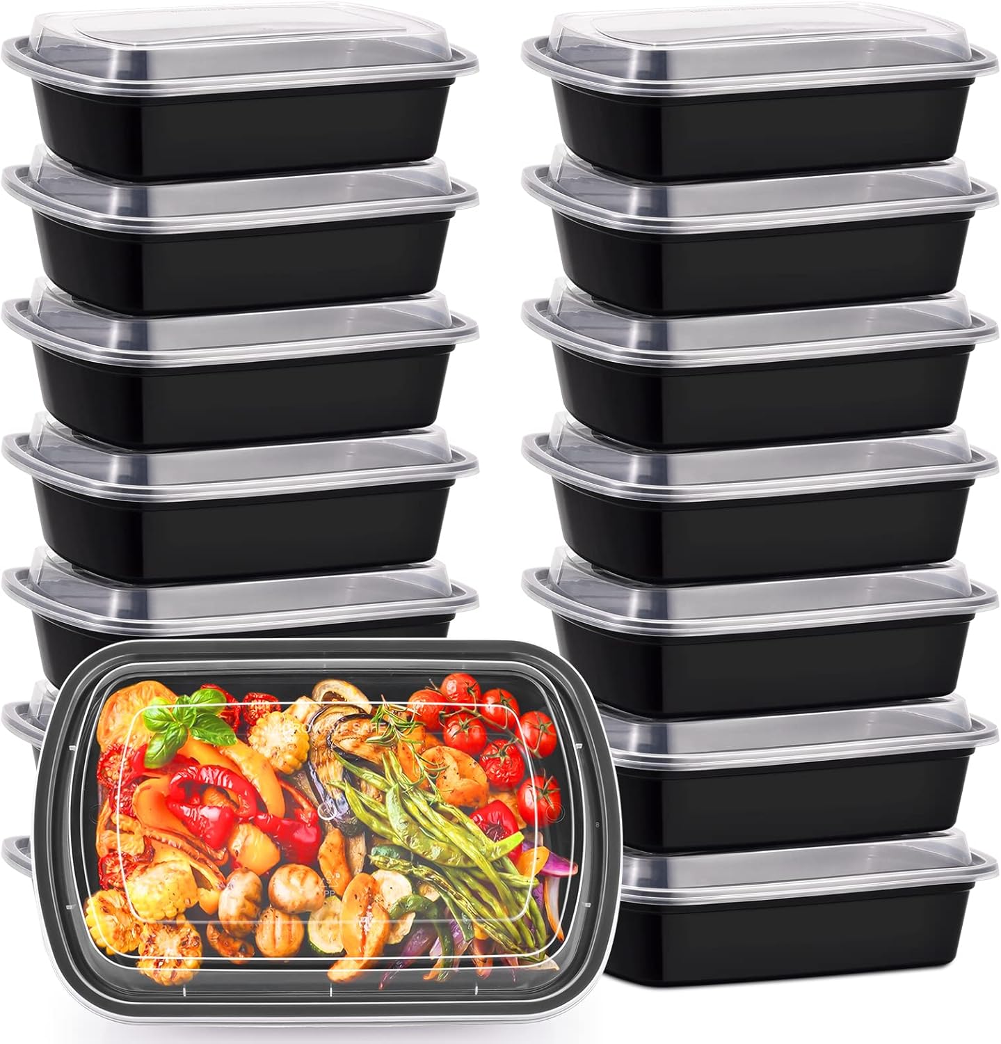 38oz Meal Prep Containers, Extra Large &Thick Food Storage Containers with Lids, Reusable Plastic,Disposable Bento Box,Stackable,Microwave/Freezer/Dishwasher Safe, BPA Free (30Pack) - Image 2