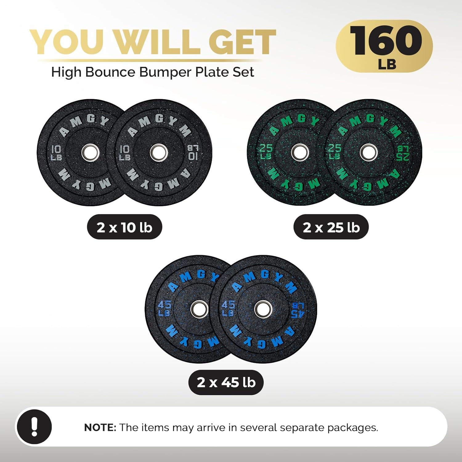 2 Inch Bumper Plates,10-500lbs,Barbell Rubber Olympic Weight Plates Set for Home Gym, Strength Training & Weight Lifting, Multiple Options Colors - Image 3