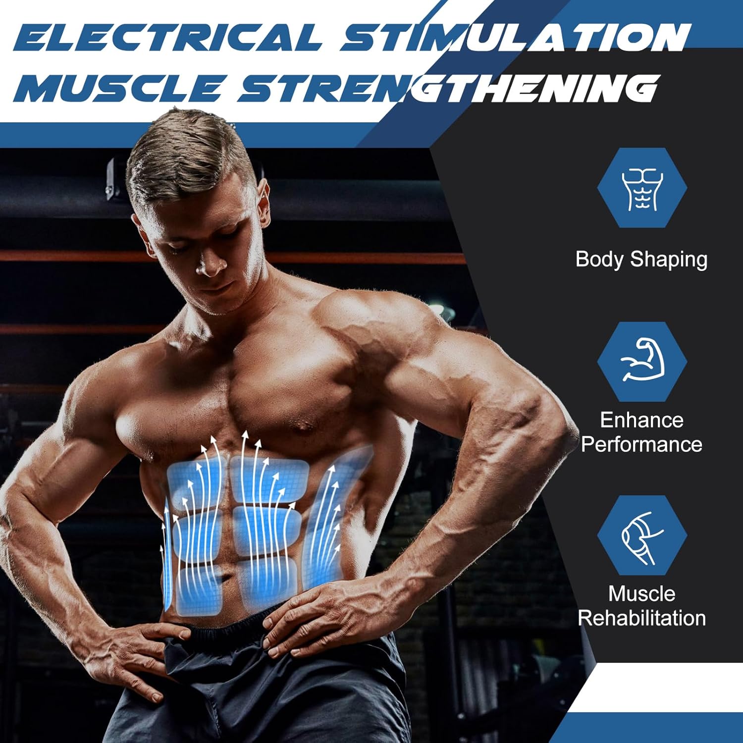 FDA Cleared - MHD TENS Muscle Stimulator - Dual TENS & PMS Functions, 12 Programs for Easy Abs Muscle Stimulation and Activation, Home Gym Use - Image 3