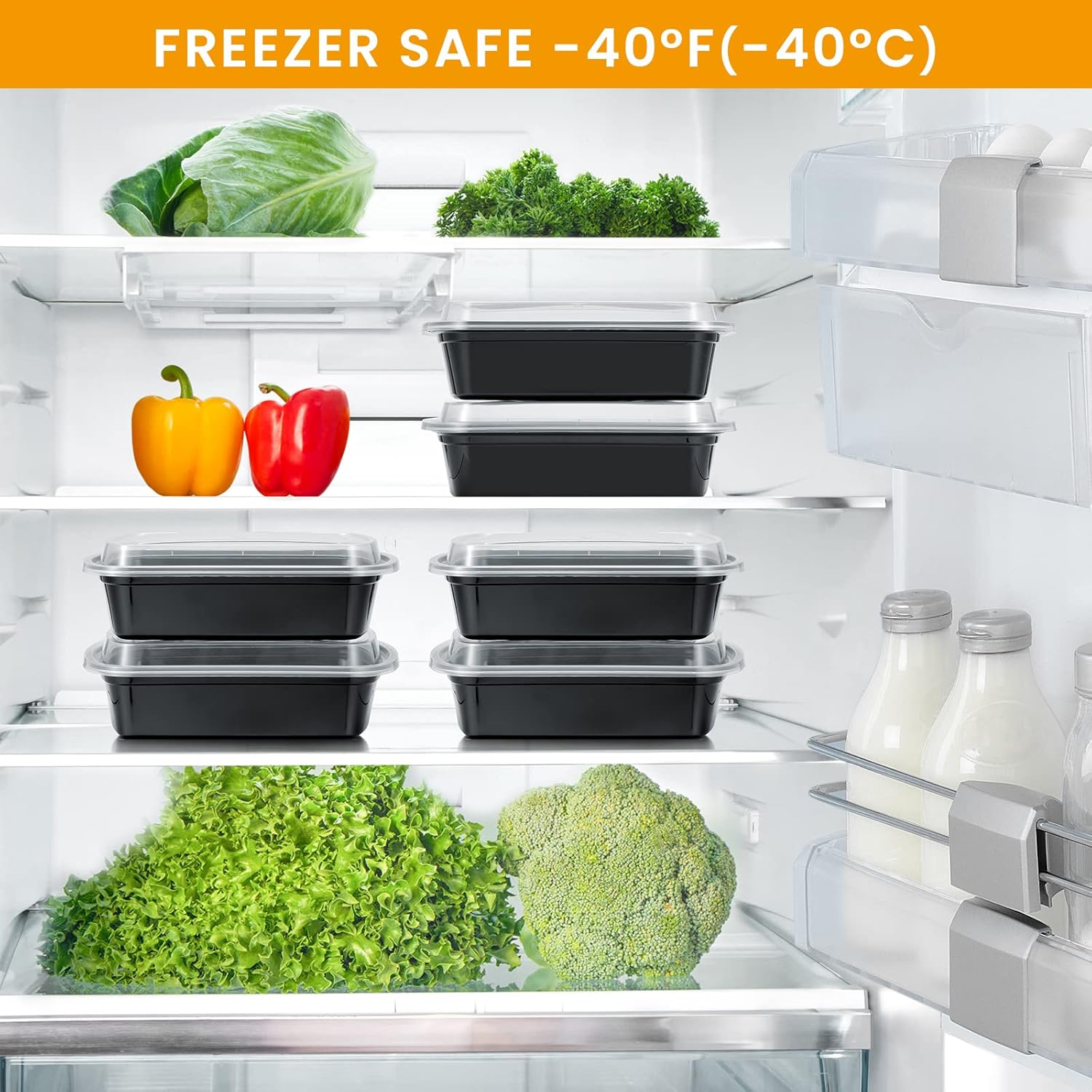 38oz Meal Prep Containers, Extra Large &Thick Food Storage Containers with Lids, Reusable Plastic,Disposable Bento Box,Stackable,Microwave/Freezer/Dishwasher Safe, BPA Free (30Pack) - Image 8