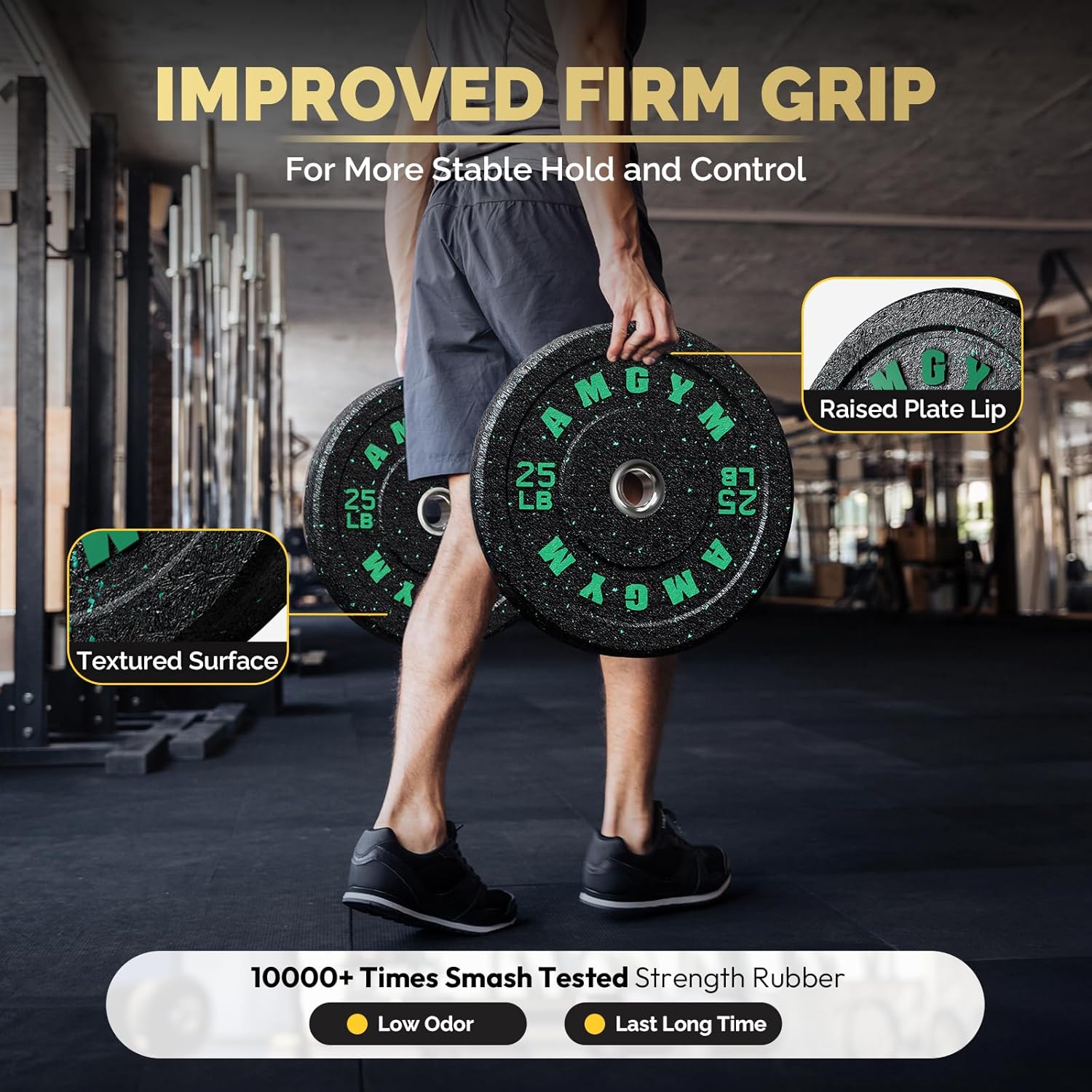 2 Inch Bumper Plates,10-500lbs,Barbell Rubber Olympic Weight Plates Set for Home Gym, Strength Training & Weight Lifting, Multiple Options Colors - Image 6