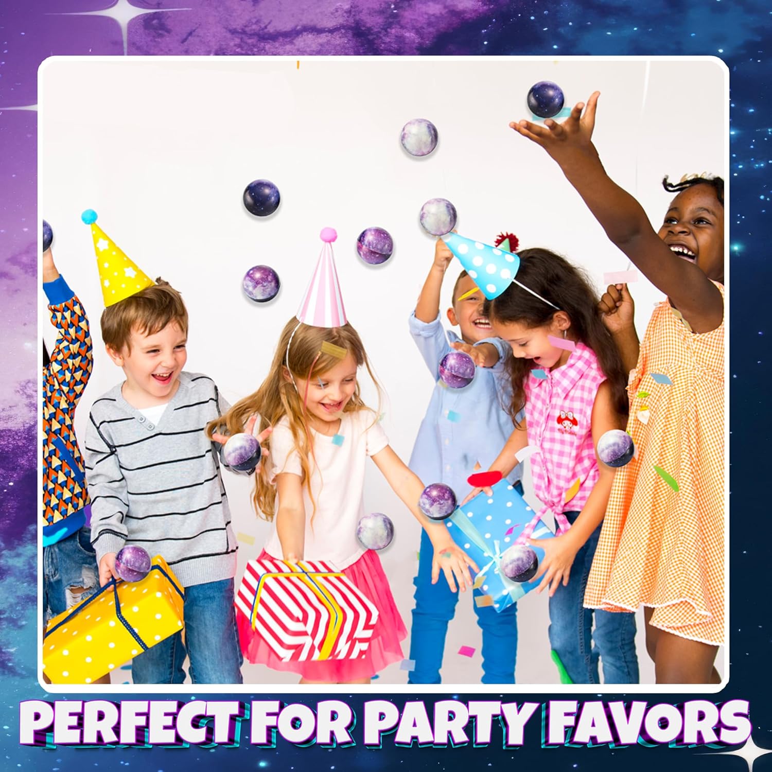 Galaxy Stress Balls for Kids - Pack of 24 Bulk - Squeeze Anxiety Fidget Sensory Balls for Children with Outer Space Theme, Toys for Party Favors and Birthday Party Supplies - Image 8