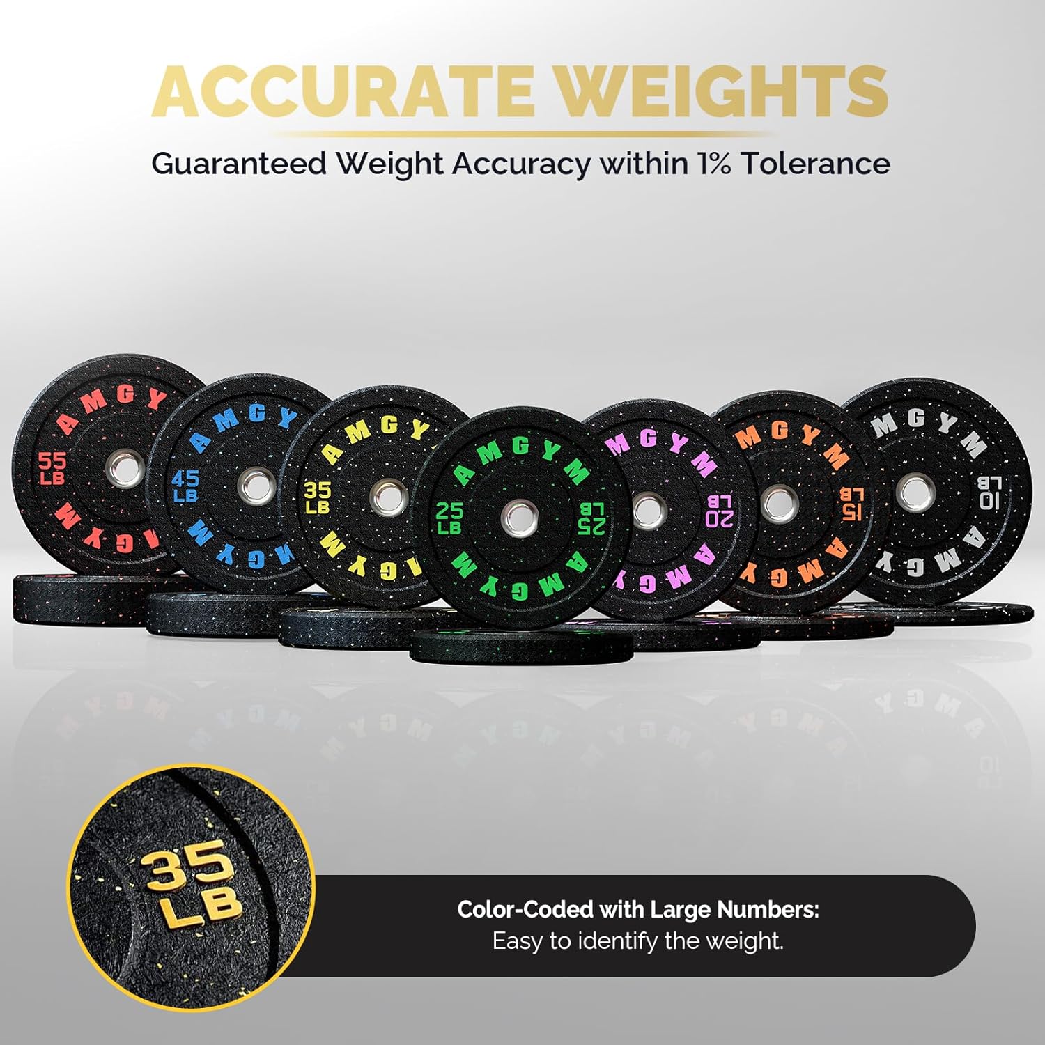 2 Inch Bumper Plates,10-500lbs,Barbell Rubber Olympic Weight Plates Set for Home Gym, Strength Training & Weight Lifting, Multiple Options Colors - Image 10