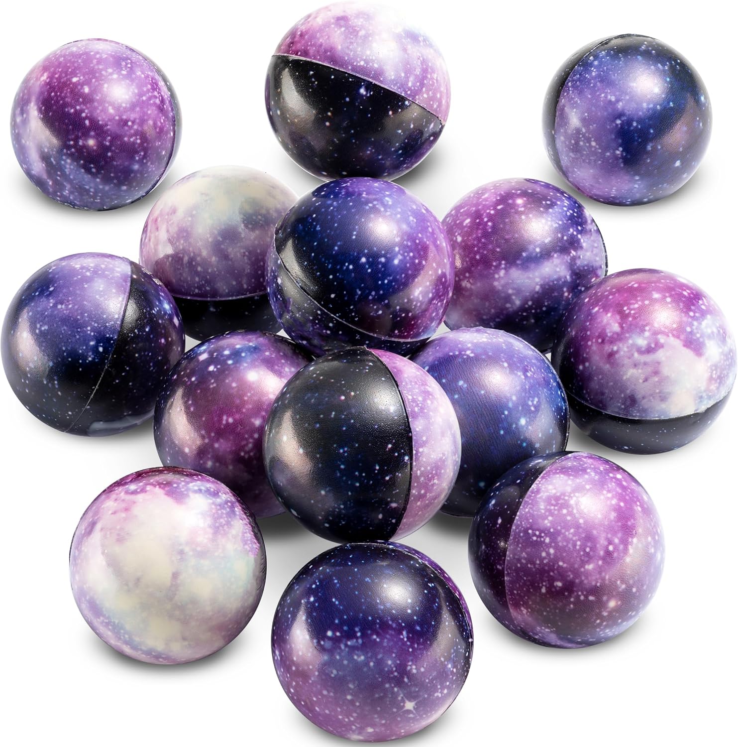 Galaxy Stress Balls for Kids - Pack of 24 Bulk - Squeeze Anxiety Fidget Sensory Balls for Children with Outer Space Theme, Toys for Party Favors and Birthday Party Supplies - Image 2