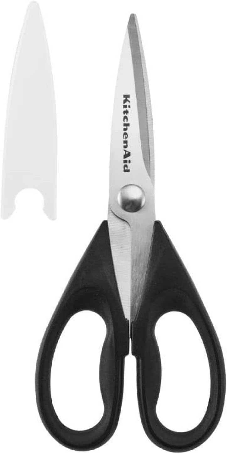 KitchenAid All Purpose Kitchen Shears with Protective Sheath Durable Stainless Steel Scissors, Dishwasher Safe, Soft Grip Comfort Handle, 8.72 Inch, Black - Image 2