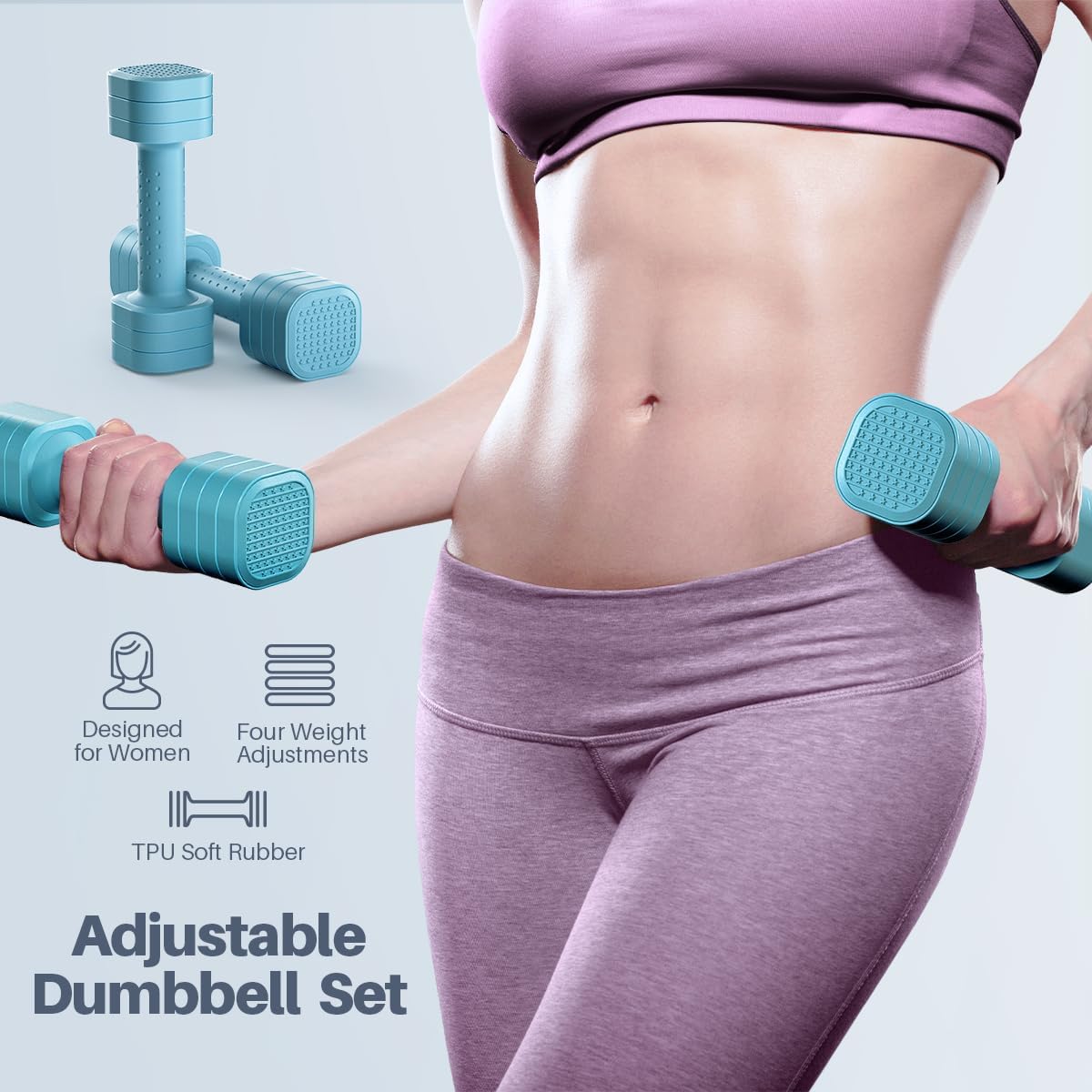 Zempox Adjustable Dumbbell Set of 2, 4 in 1 Free Weights Dumbbells Set for Women, Hand Weights for Women at Home, Each 2lb 3lb 4lb 5lb with TPU Soft Rubber Handle for Home Gym Exercise Training - Image 3