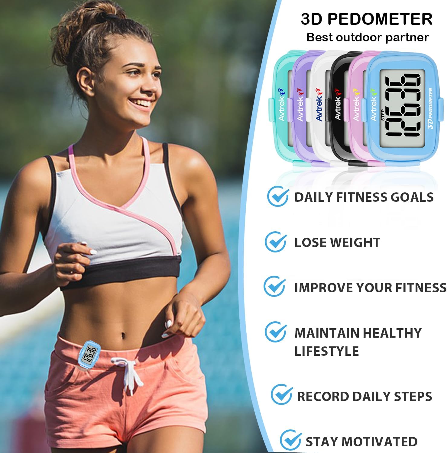 3D Step Counter Clip On with LED Backlight Pocket Pedometer for Walking Outdoor Activities Fitness Tracker Without Smartphone - Image 7