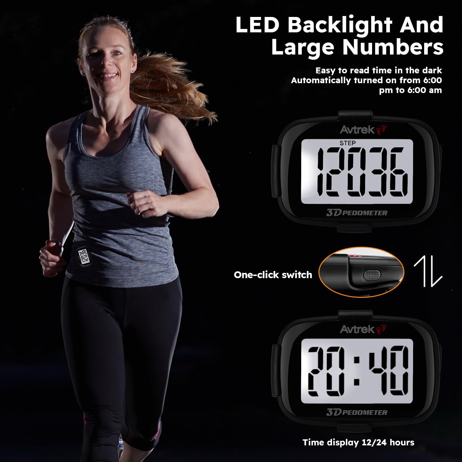3D Step Counter Clip On with LED Backlight Pocket Pedometer for Walking Outdoor Activities Fitness Tracker Without Smartphone - Image 6