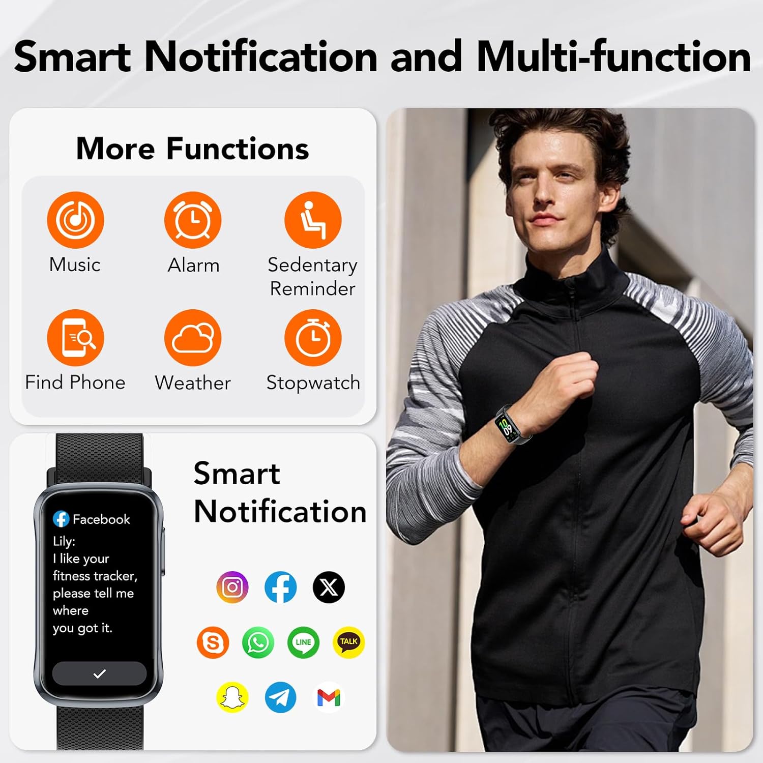 TIMU Health Fitness Tracker with 24/7 Heart Rate Sleep Monitor, IP68 Waterproof Activity Trackers and Smartwatches, Step Calorie Counter Fitness Watch for Android/iOS, Pedometer for Women Men(Black) - Image 3