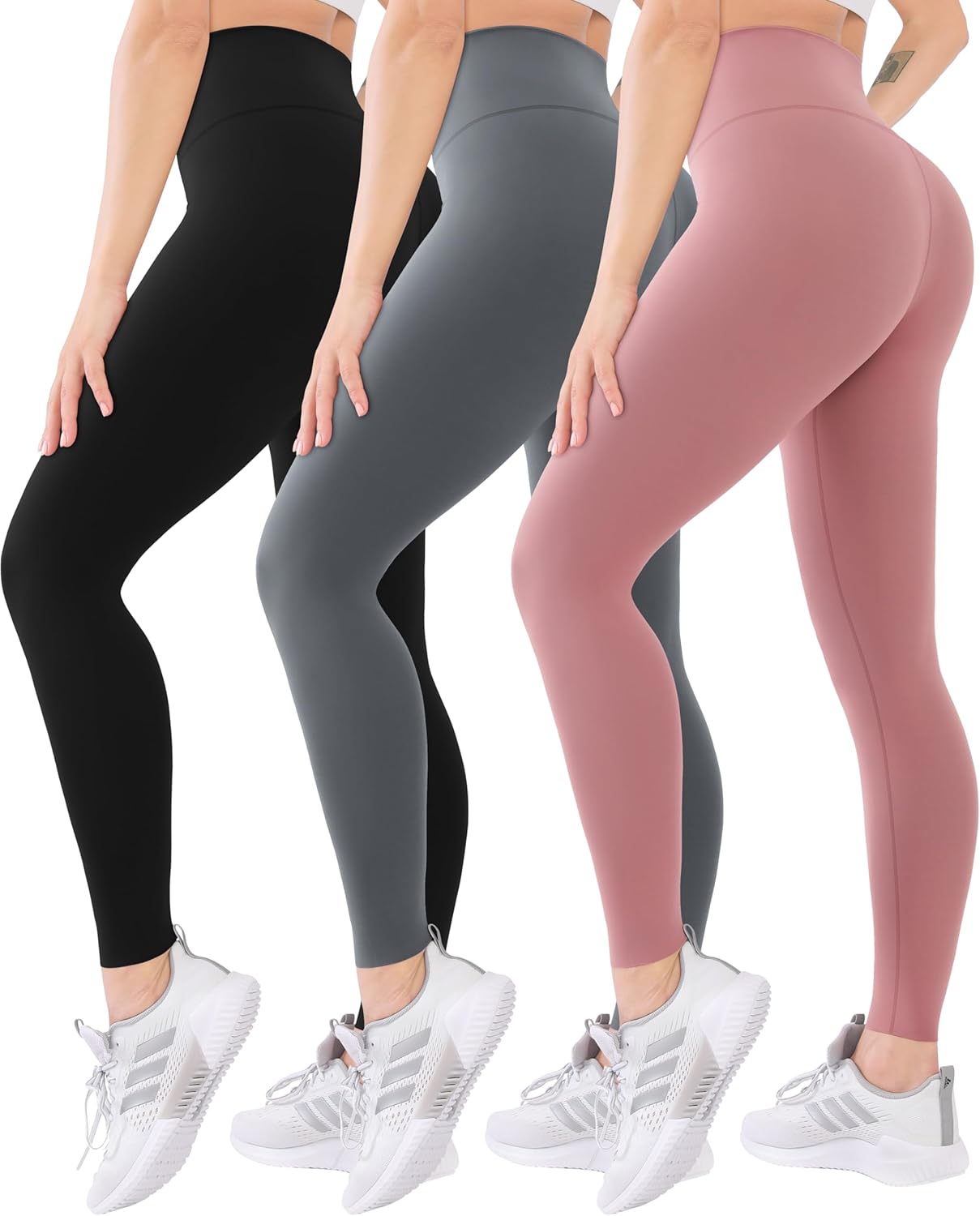 Blisset 3 Pack High Waisted Leggings for Women-Soft Athletic Tummy Control Pants for Running Yoga Workout Reg & Plus Size - Image 2