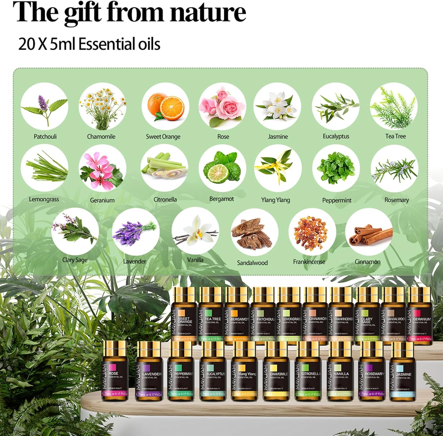 Tea Tree 20 Pcs Pure Essential Oil Gift Set, for Diffuser, Humidifiers, Skin Care, Massage, Fragrance Oil Scent for DIY Candle and Soap Making, Gift for Friend (5ML) - Image 3