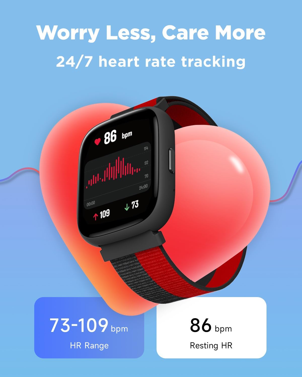 BIGGERFIVE Smart Watch for Kids, 1.8" Fitness Tracker Watch Pedometer, Heart Rate, IP68 Waterproof, Sleep Monitor, Calorie Step Counter, Puzzle Game with/Without APP for Girls Boys Teens 5-16, Nylon - Image 6