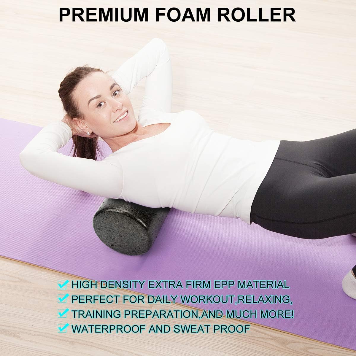 Foam Roller Set - High Density Back Roller, Muscle Roller Stick,2 Foot Fasciitis Ball, Stretching Strap, Massager Ball for Whole Body Physical Therapy & Exercise, Yoga, Back Pain, Leg, Deep Tissue - Image 4