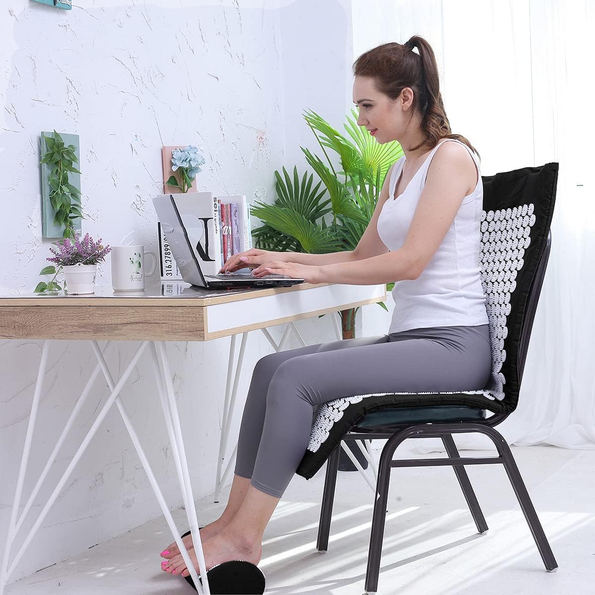 XiaoMaGe Acupressure Mat and Pillow Set with Bag - Extra Long Acupuncture Mat for Neck & Back Pain Relief- Naturally Relaxation Gift for Women - Stress Relief Massage Mat (Black) - Image 7