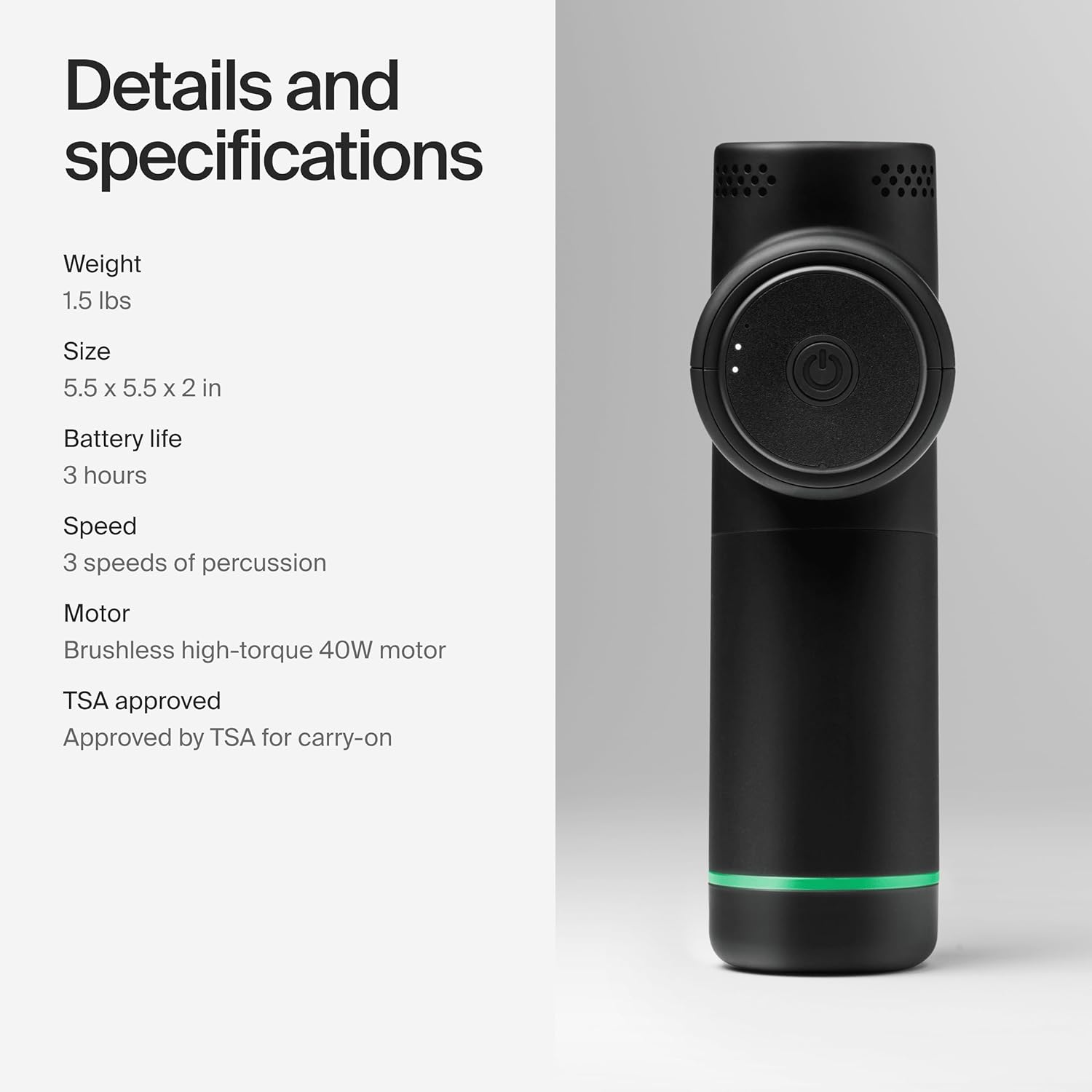 Hyperice Hypervolt Go 2 - Black - Featuring Quiet Glide Technology - Handheld Percussion Massage Gun - 3 Speeds, 2 Interchangeable Heads - Helps Relieve Sore Muscles and Stiffness - FSA-HSA Eligible - Image 3