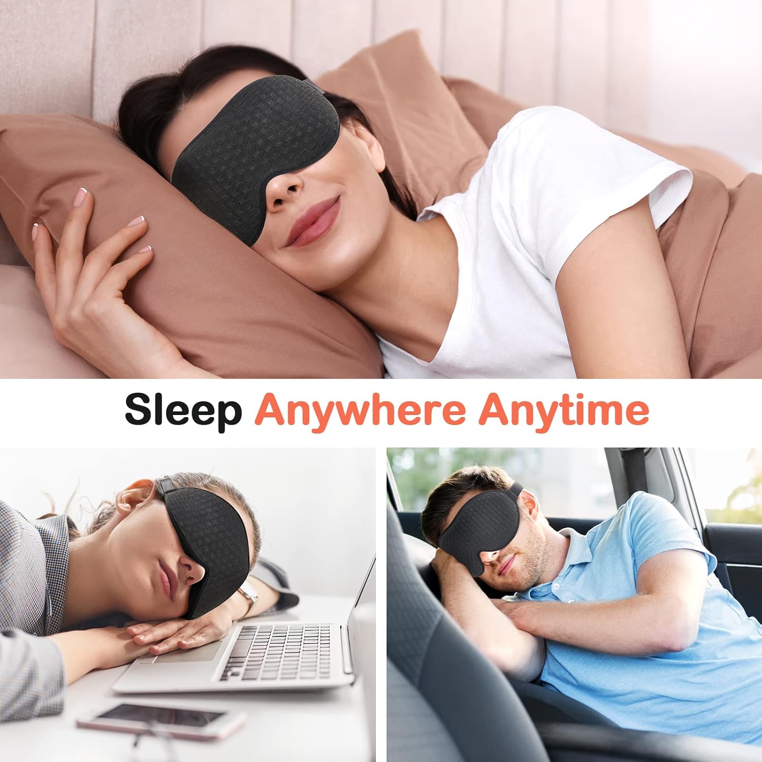 INNELO 3D Contoured Sleep Mask for Side Sleepers, 100% Light Blocking Sleeping Mask for Men & Women, Soft, No Pressure on Eyes, Airplane Blindfold for Travel, Night Eye Cover for Nap, Yoga, Black - Image 8