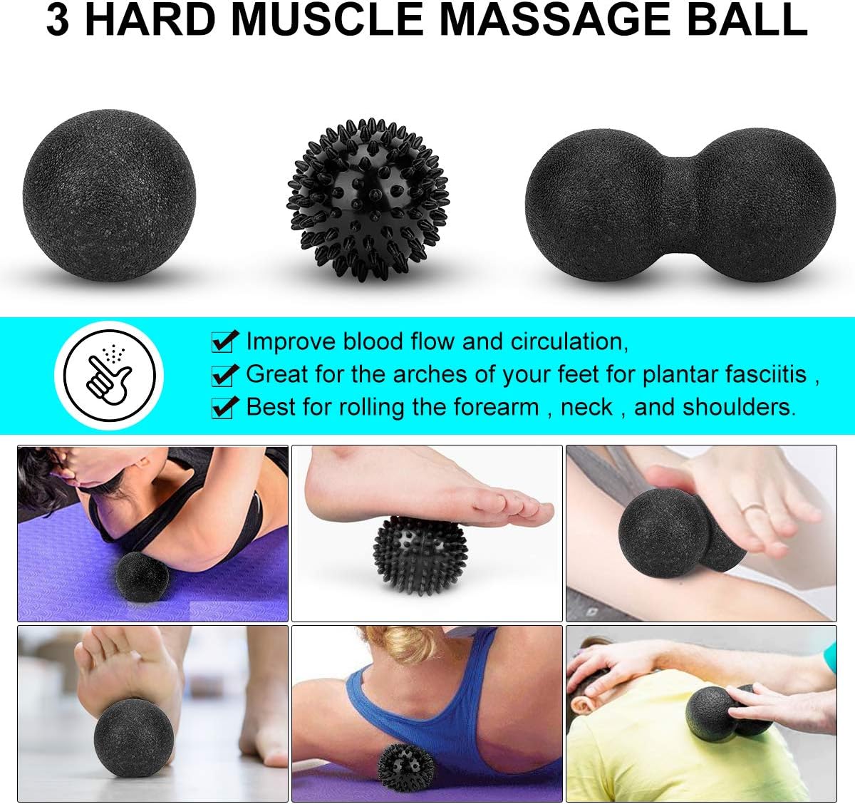 Foam Roller Set - High Density Back Roller, Muscle Roller Stick,2 Foot Fasciitis Ball, Stretching Strap, Massager Ball for Whole Body Physical Therapy & Exercise, Yoga, Back Pain, Leg, Deep Tissue - Image 6