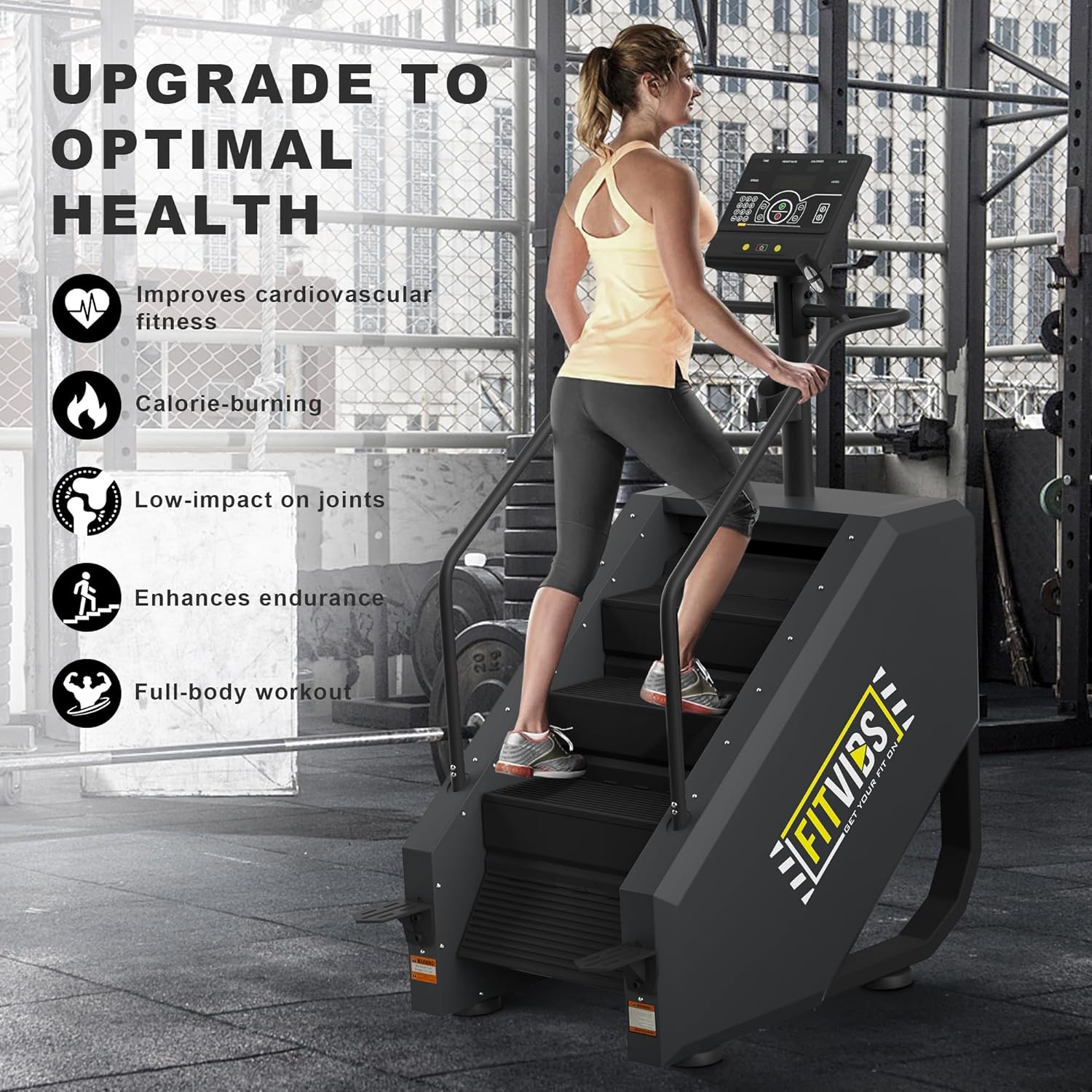 Fitvids Stair Stepper Machine, Commercial Grade Continuous Climbing Stair Machine for Cardio and Lower Body Workouts, Max Load 375LBS, Black - Image 4