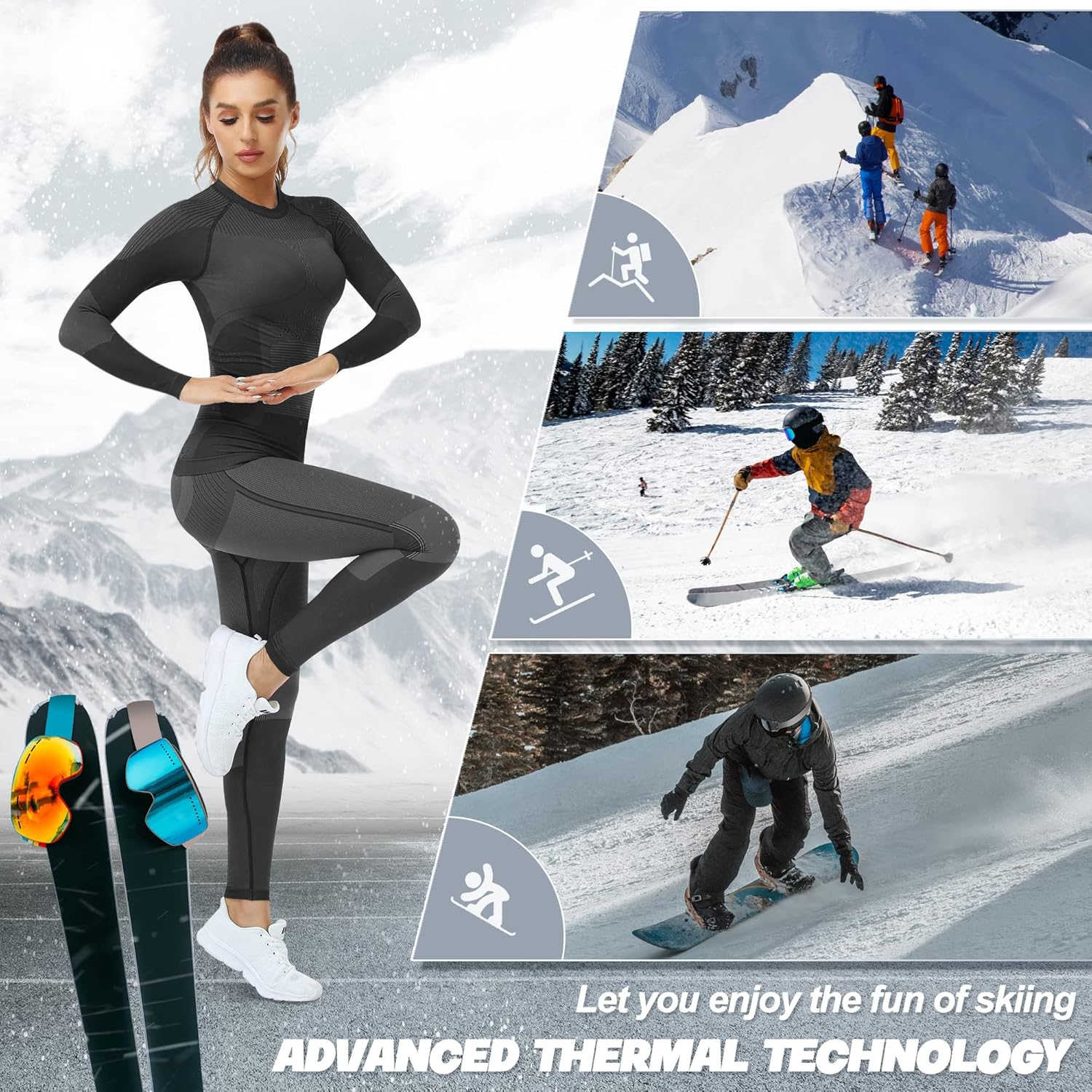 UNIQUEBELLA Womens Thermal Underwear Long Johns Base Layer Set for Women Athletic Underwear Set - Image 6