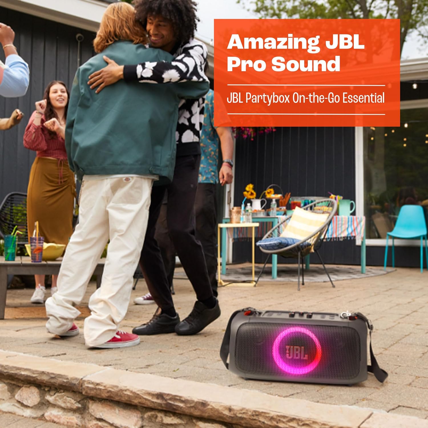 JBL PartyBox On-The-Go Essential - Portable Party Speaker with Built-in Lights and Wireless mic, Amazing Pro Sound, IPX4 splashproof Protection, 6 Hours of Playtime, Convenient Shoulder Strap - Image 3