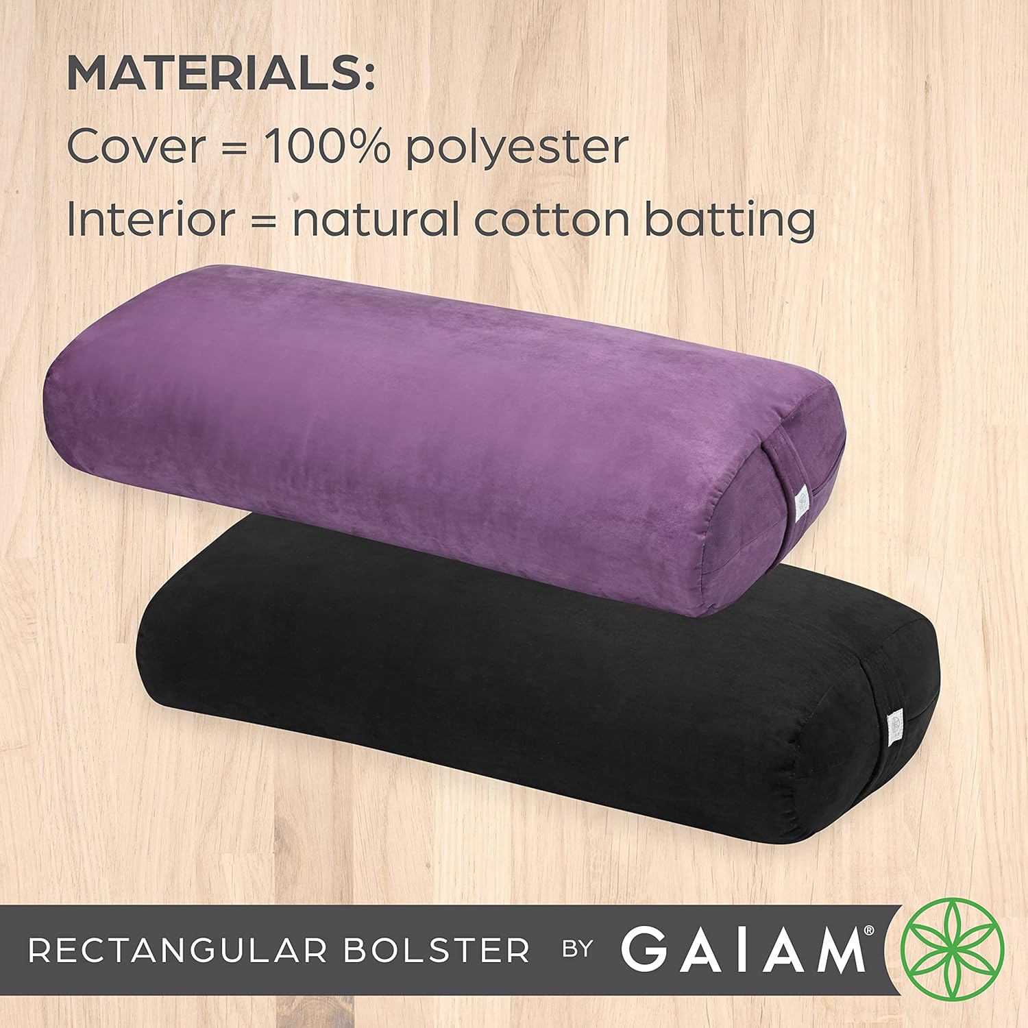 Gaiam Round Yoga Bolster Pillow, Soft Meditation Cushion for Yoga, Massage and Back Support, Breathable Cotton Fill, Zippered Microfiber Cover, Easy-Carry Handle, Machine Washable - Image 7