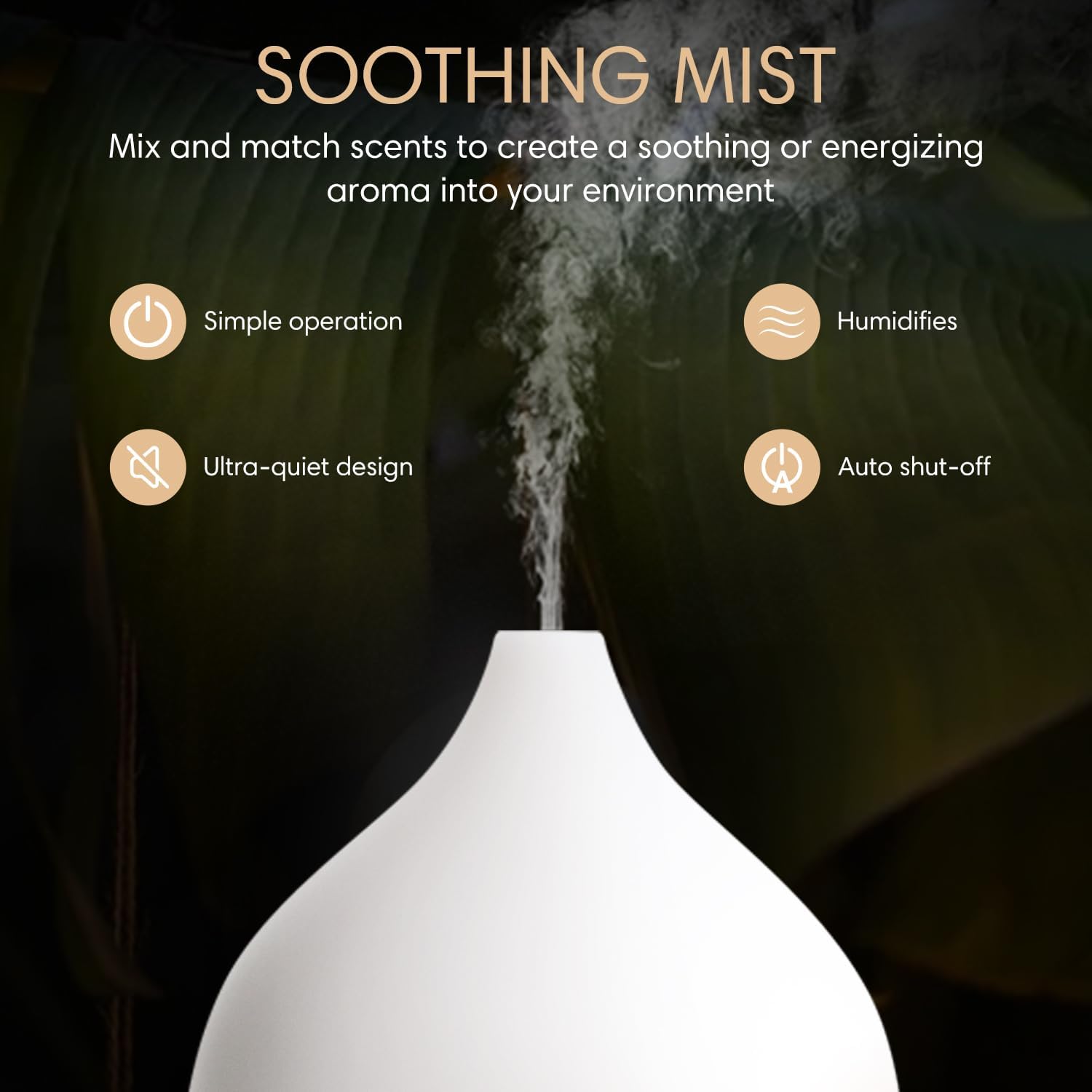 SALKING Essential Oil Diffuser, 100ml Small Aromatherapy Diffuser with Auto Shut-Off Function, Ultrasonic Diffusers for Essential Oils, Cool Mist Humidifier with Warm White Lights, for Office Home - Image 4