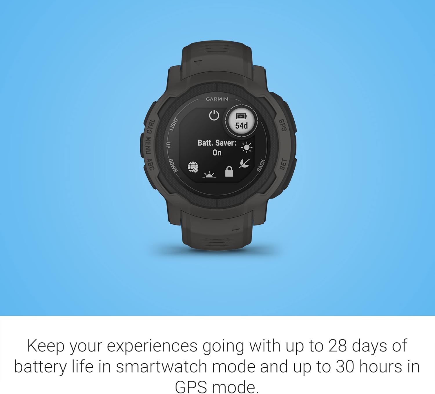 Garmin 010-02626-10 Instinct 2, Rugged Outdoor Watch with GPS, Built for All Elements, Multi-GNSS Support, Tracback Routing and More, graphite (Renewed) - Image 4