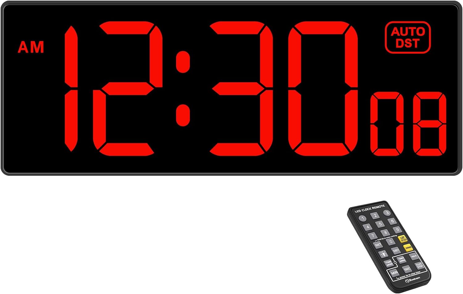 Soobest Digital Wall Clock with Seconds for Gym, Remote Countdown Timer Large LED Display 5 Dimmer (10.2" Red) - Image 2