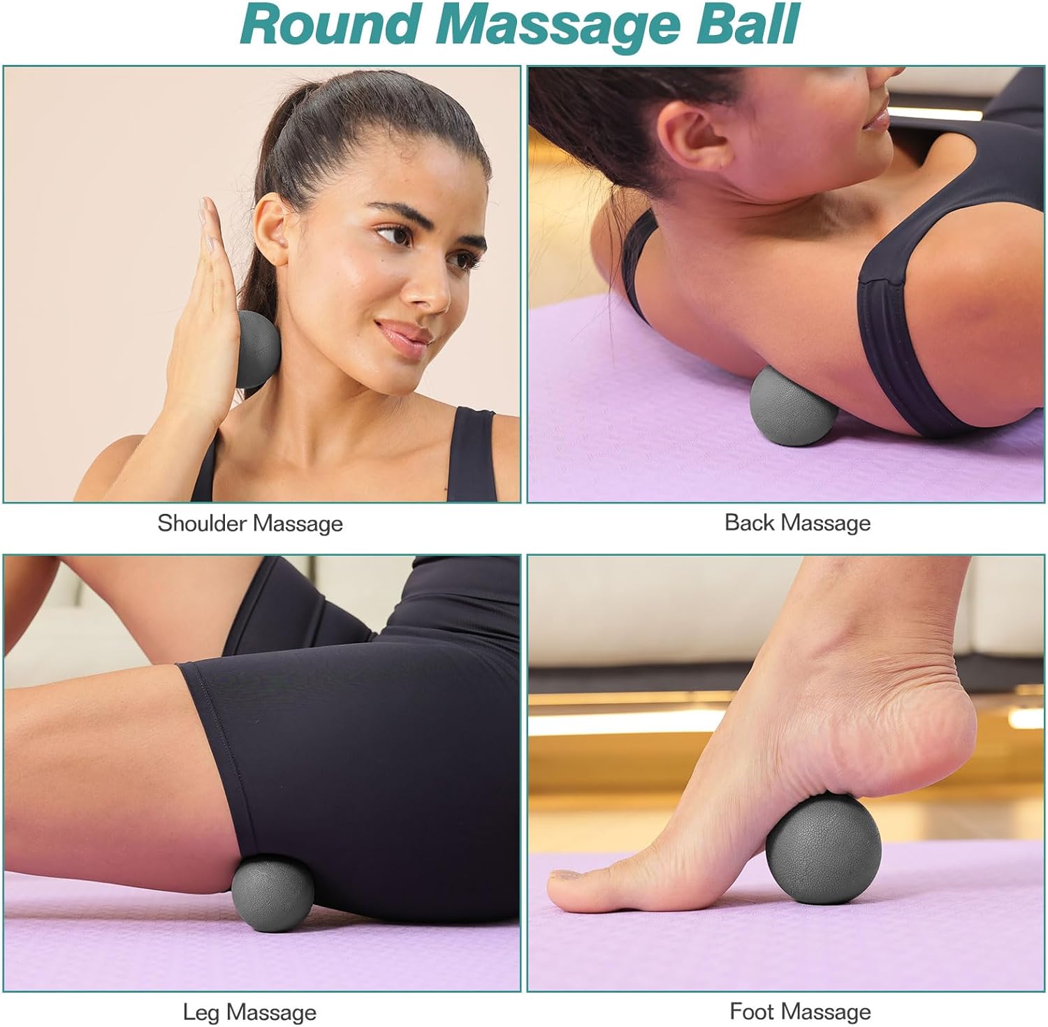 5 in 1 Foam Roller Set - Trigger Point Foam Back Roller, Muscle Roller Stick, Massage Ball, Stretching Band for Deep Muscle Massage Pilates Yoga,Fitness Exercise for Whole Body Release - Image 6