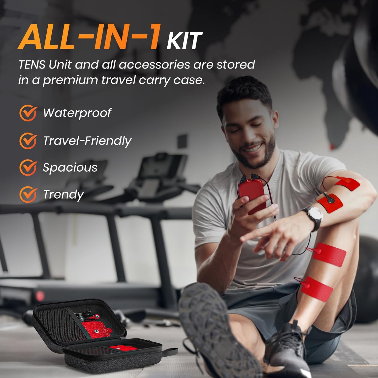 Dual Channel TENS Unit Muscle Stimulator, 3-in-1 EMS TENS Machine with 24 Modes & 40 Levels, Rechargeable EMS Massager for Neck, Shoulder, Sciatica & Back Pain Relief with 12 Pads, EVA Case - Image 7