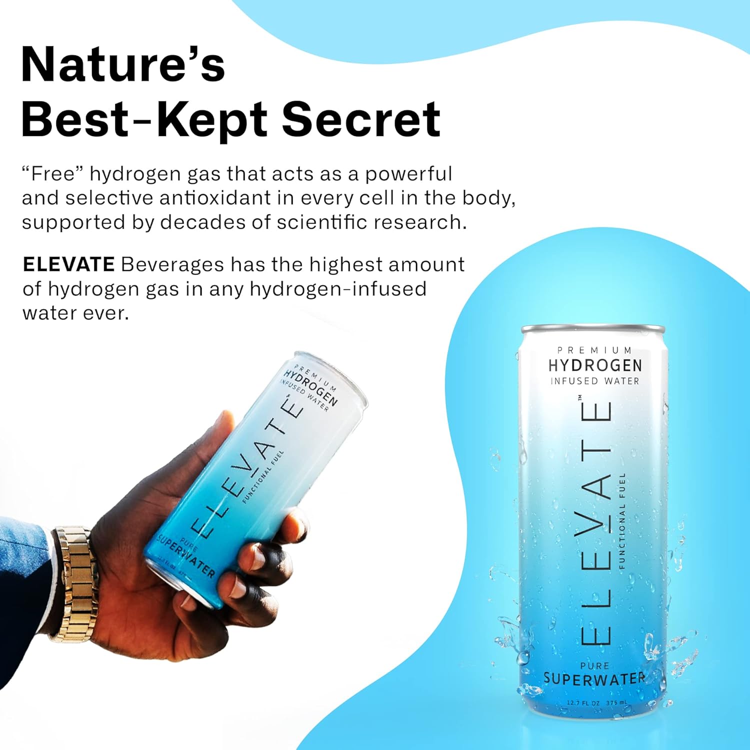 ELEVATE SUPERWATER Premium Hydrogen Water (12 pack). Highest Hydrogen (3-5 PPM) and Lowest -650 ORP. Supports Recovery, Energy, Hydration, Focus, and Endurance. BACKED BY SCIENCE. - Image 5