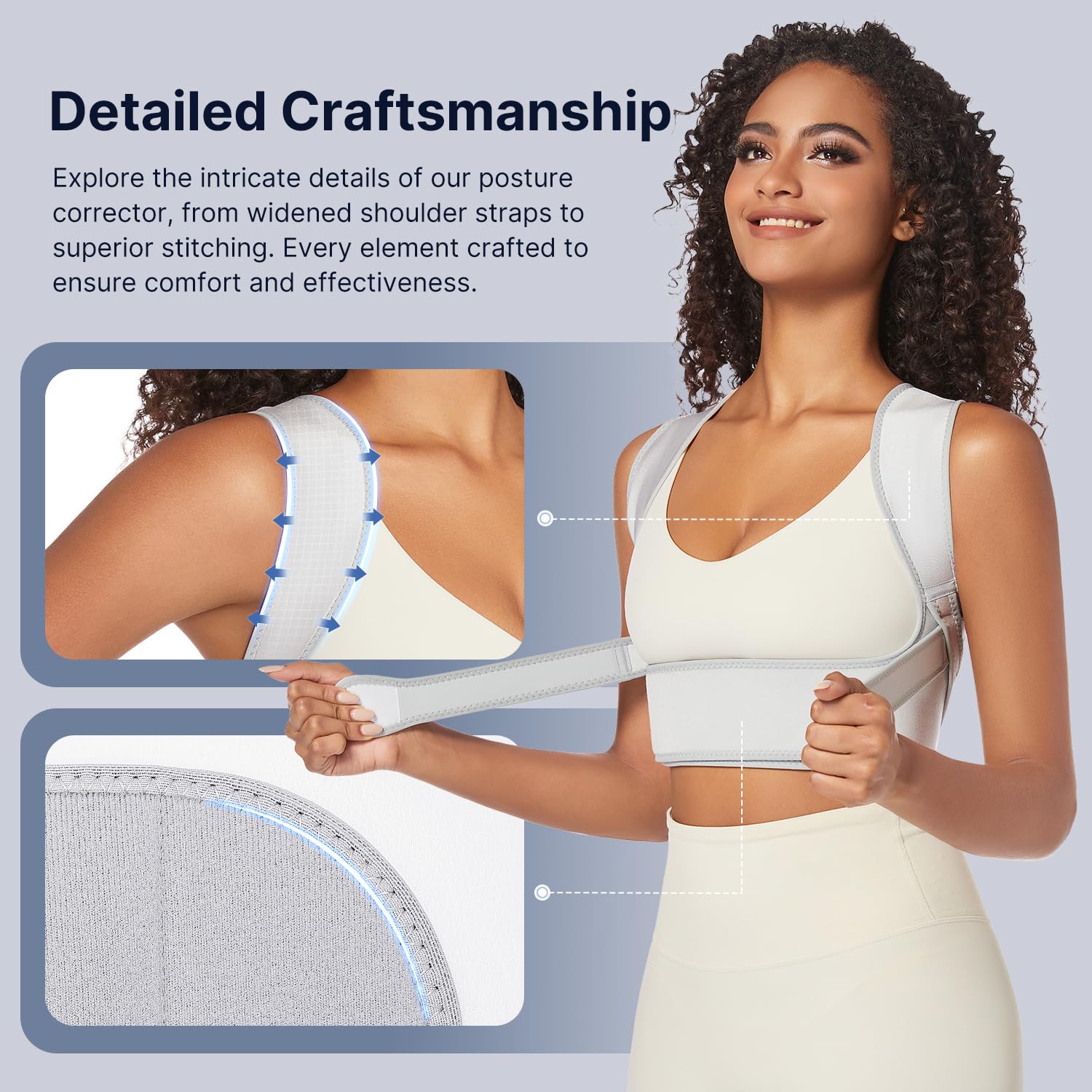 Fit Geno Posture Corrector for Women & Men: Gray (Regular Under Bust 30" - 43") - Image 6