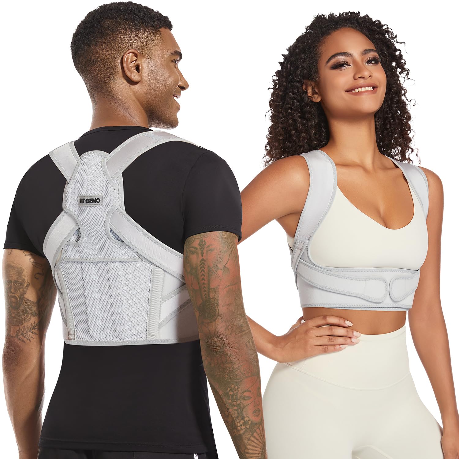Fit Geno Posture Corrector for Women & Men: Gray (Regular Under Bust 30" - 43") - Image 2