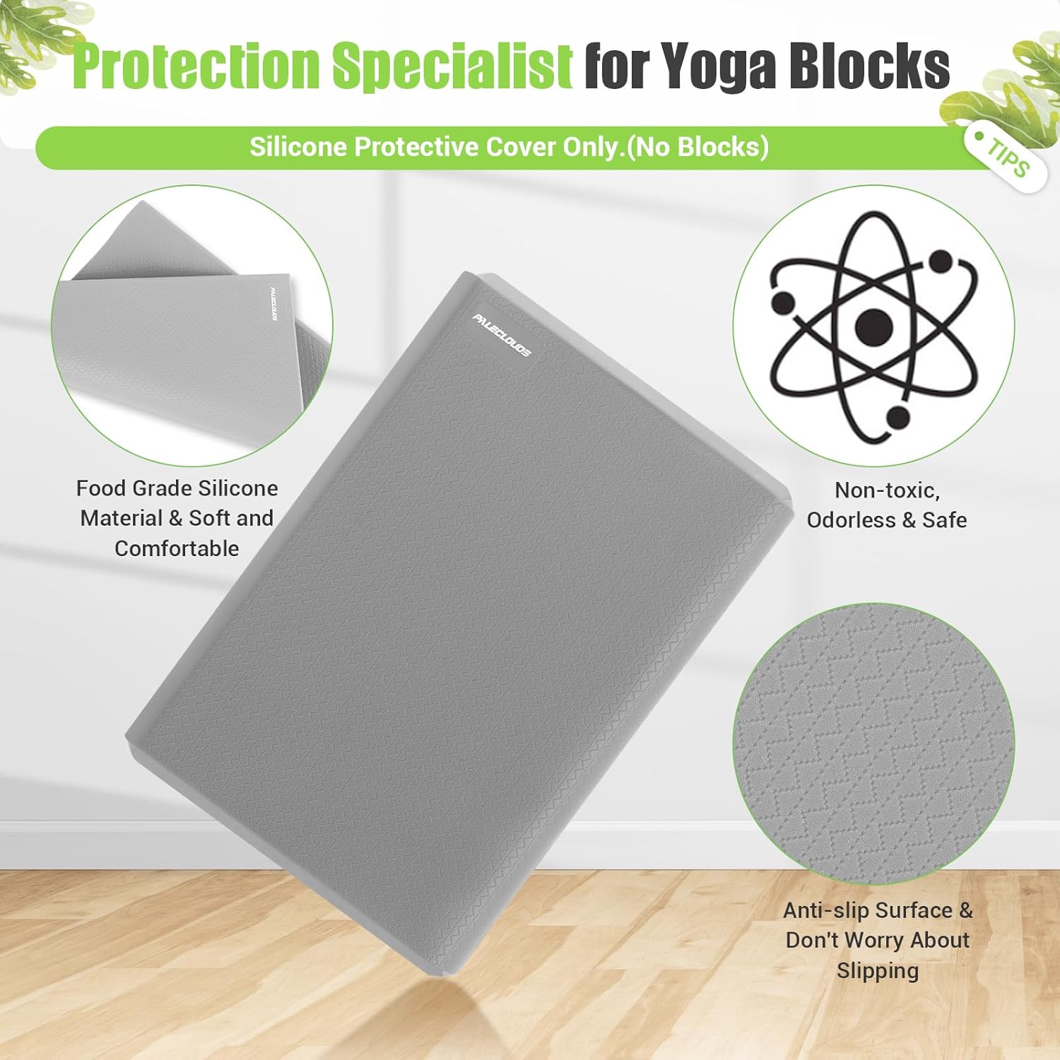 Silicone Protective Cover for Yoga Blocks 9"x6"x3"/4" (Foam/Cork Blocks) | Non-Slip Moistureproof Yoga Block Sleeve | Eco-Friendly & Washable | Durable & Supportive | Blocks Not Included - Image 4