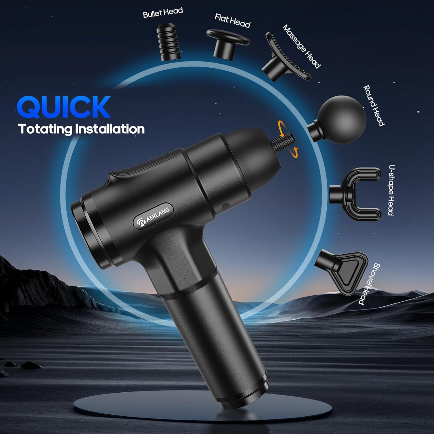 AERLANG Massage Gun, Deep Tissue Muscle Back Massage for Athletes Pain Relief, Percussion Massager with 6 Massages Heads & 20 Speed Fathers Birthday Day Gifts from Daughter Portable Back Massager Gun - Image 5