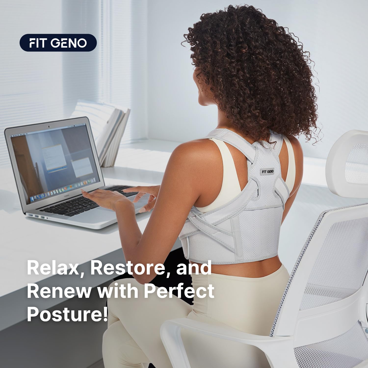 Fit Geno Posture Corrector for Women & Men: Gray (Regular Under Bust 30" - 43") - Image 8