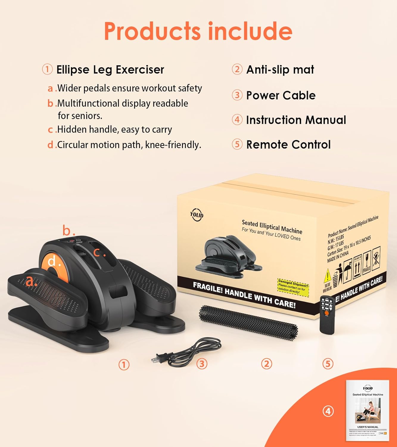 2025 New Under Desk Elliptical Machine,Portable Seated Pedal Exercise Machine for Seniors,Mini Leg Exerciser with 12 Adjustable Speeds&Remote Control,Quiet&Compact for Home Office - Image 3