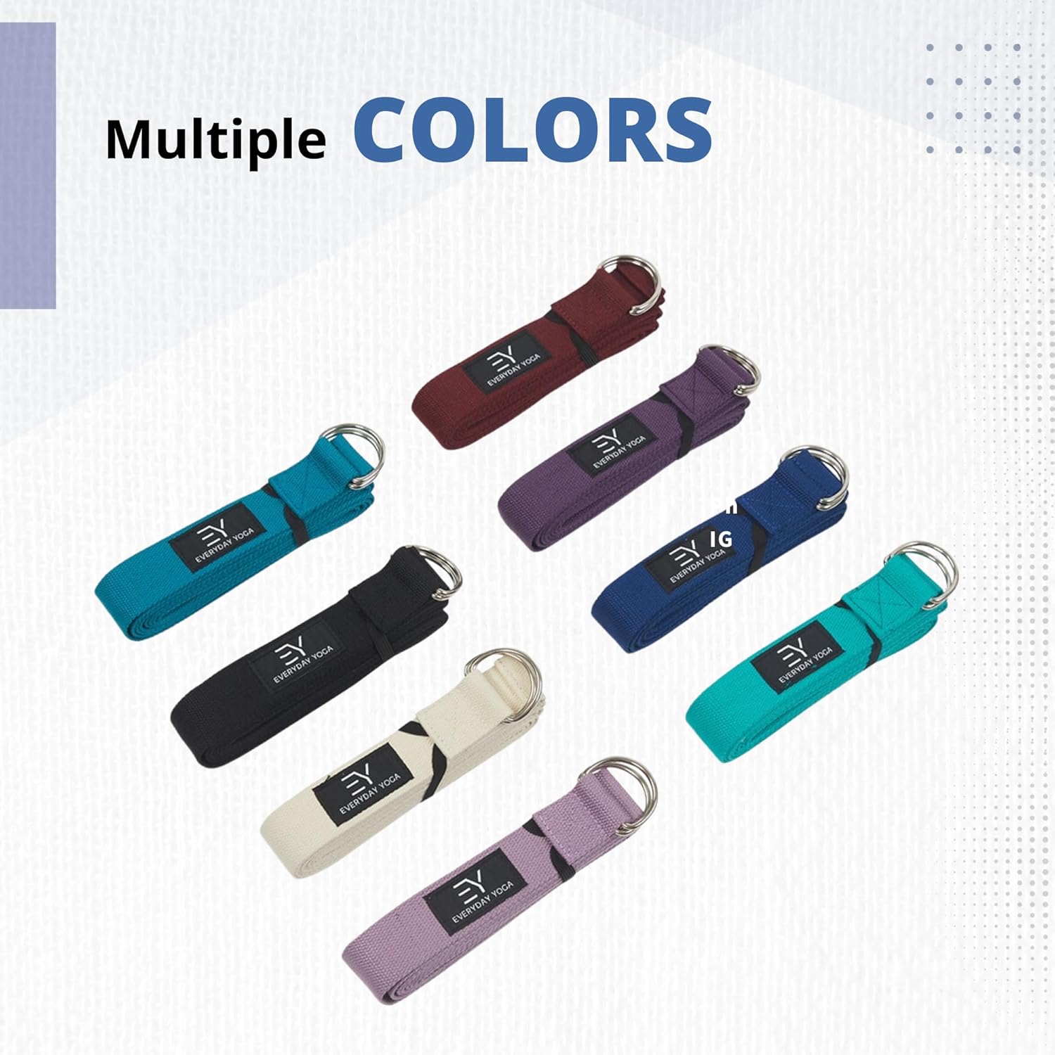 Everyday Yoga Strap with Metal D-Ring - Durable Stretching Strap for Yoga, Pilates, Flexibility & Physical Therapy (6ft, 8ft, 10ft) - Image 6