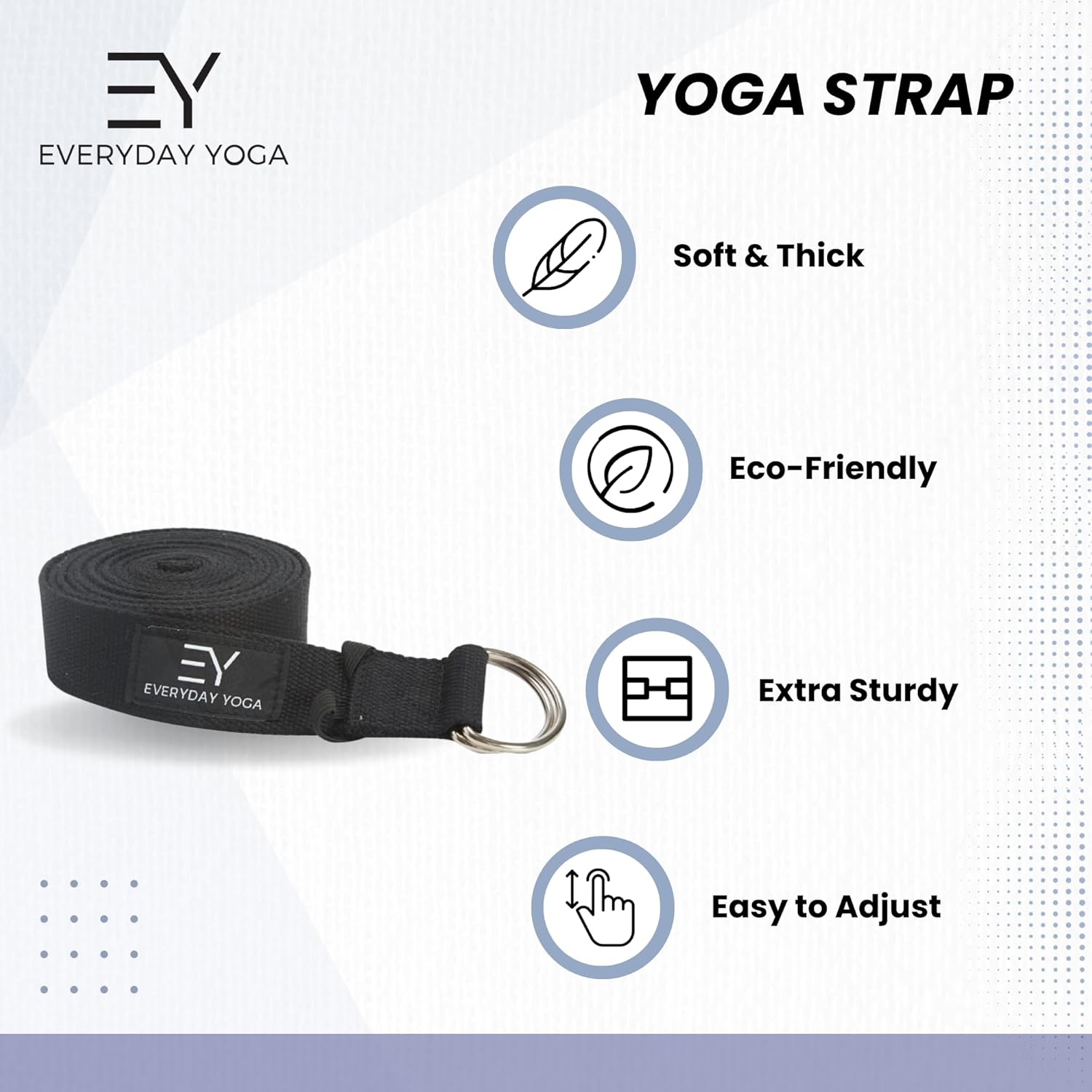 Everyday Yoga Strap with Metal D-Ring - Durable Stretching Strap for Yoga, Pilates, Flexibility & Physical Therapy (6ft, 8ft, 10ft) - Image 5