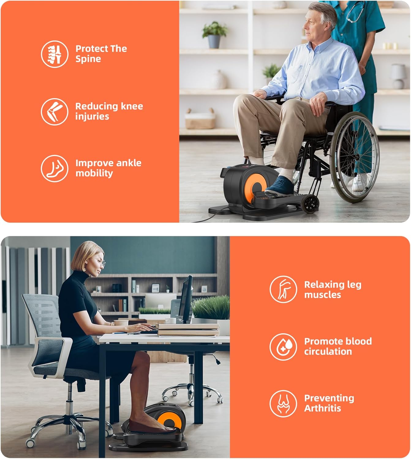 2025 New Under Desk Elliptical Machine,Portable Seated Pedal Exercise Machine for Seniors,Mini Leg Exerciser with 12 Adjustable Speeds&Remote Control,Quiet&Compact for Home Office - Image 9