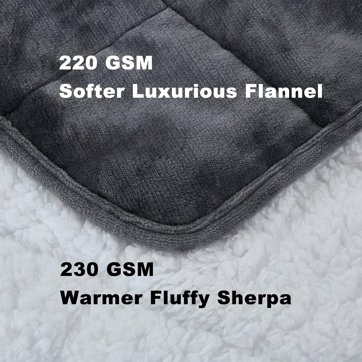 HOSUKKO Sherpa Flannel Weighted Blanket - 15 lbs Dual Sided Comfort Thick Heavy Blankets for Adults Soft Fluffy Flannel Cozy Warm Sherpa for Comfortable Relaxing Sleep, 48x72 inches Grey - Image 4