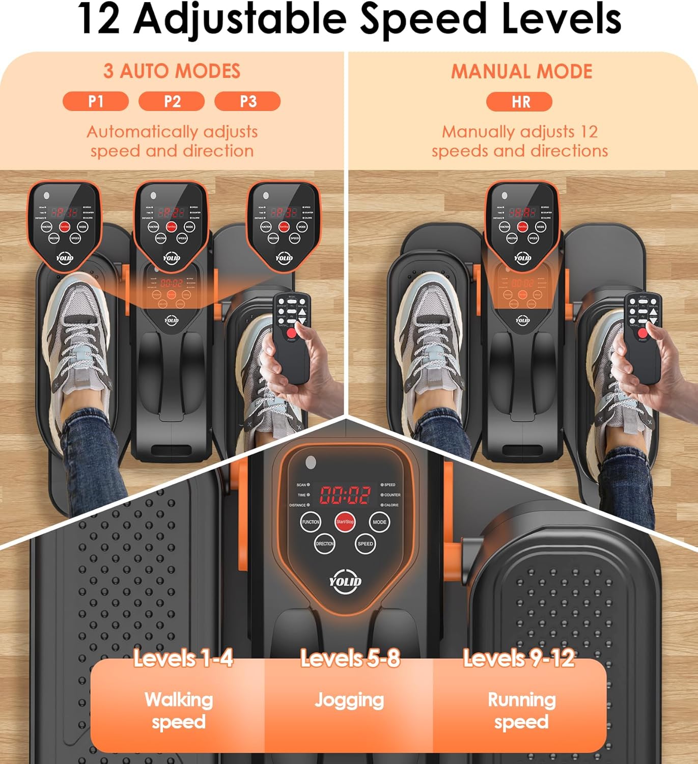 2025 New Under Desk Elliptical Machine,Portable Seated Pedal Exercise Machine for Seniors,Mini Leg Exerciser with 12 Adjustable Speeds&Remote Control,Quiet&Compact for Home Office - Image 8