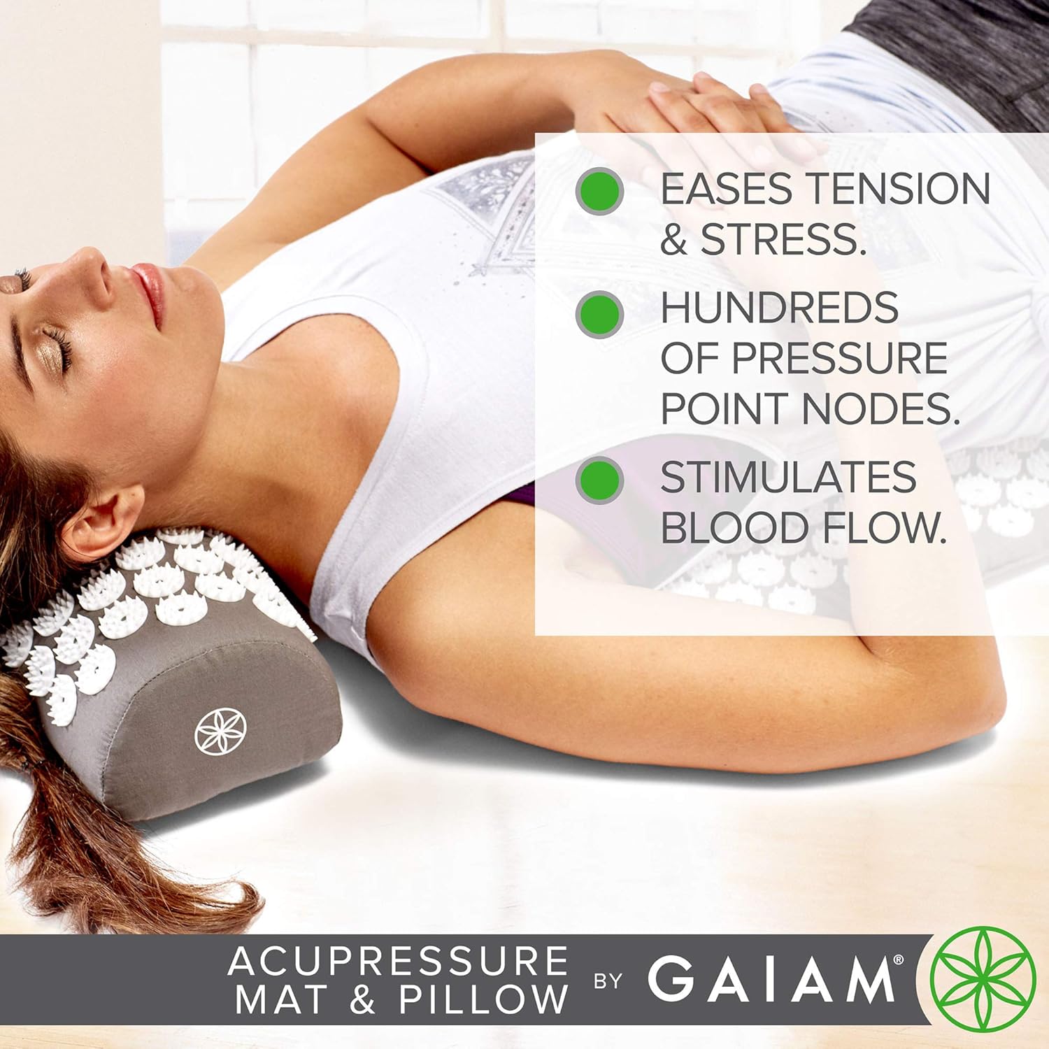 Gaiam Acupressure Mat and Pillow Set, Acupuncture Style Massage Mat & Pillow, Relief for Sciatic Nerve, Muscle Tension, Fibromyalgia, Neck, Shoulder & Back Pain, Migraine & Headaches and Insomnia Grey - Image 5