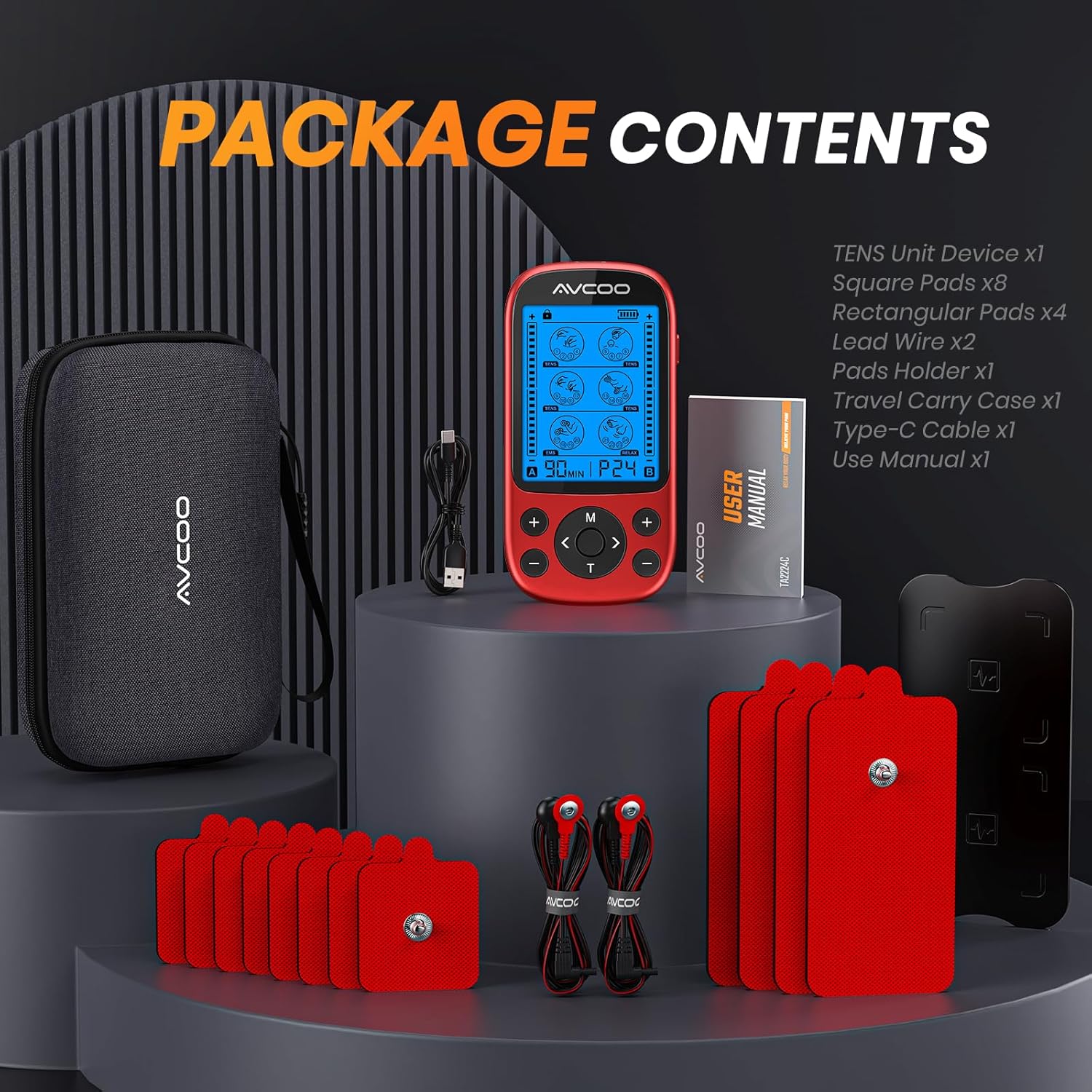 Dual Channel TENS Unit Muscle Stimulator, 3-in-1 EMS TENS Machine with 24 Modes & 40 Levels, Rechargeable EMS Massager for Neck, Shoulder, Sciatica & Back Pain Relief with 12 Pads, EVA Case - Image 9