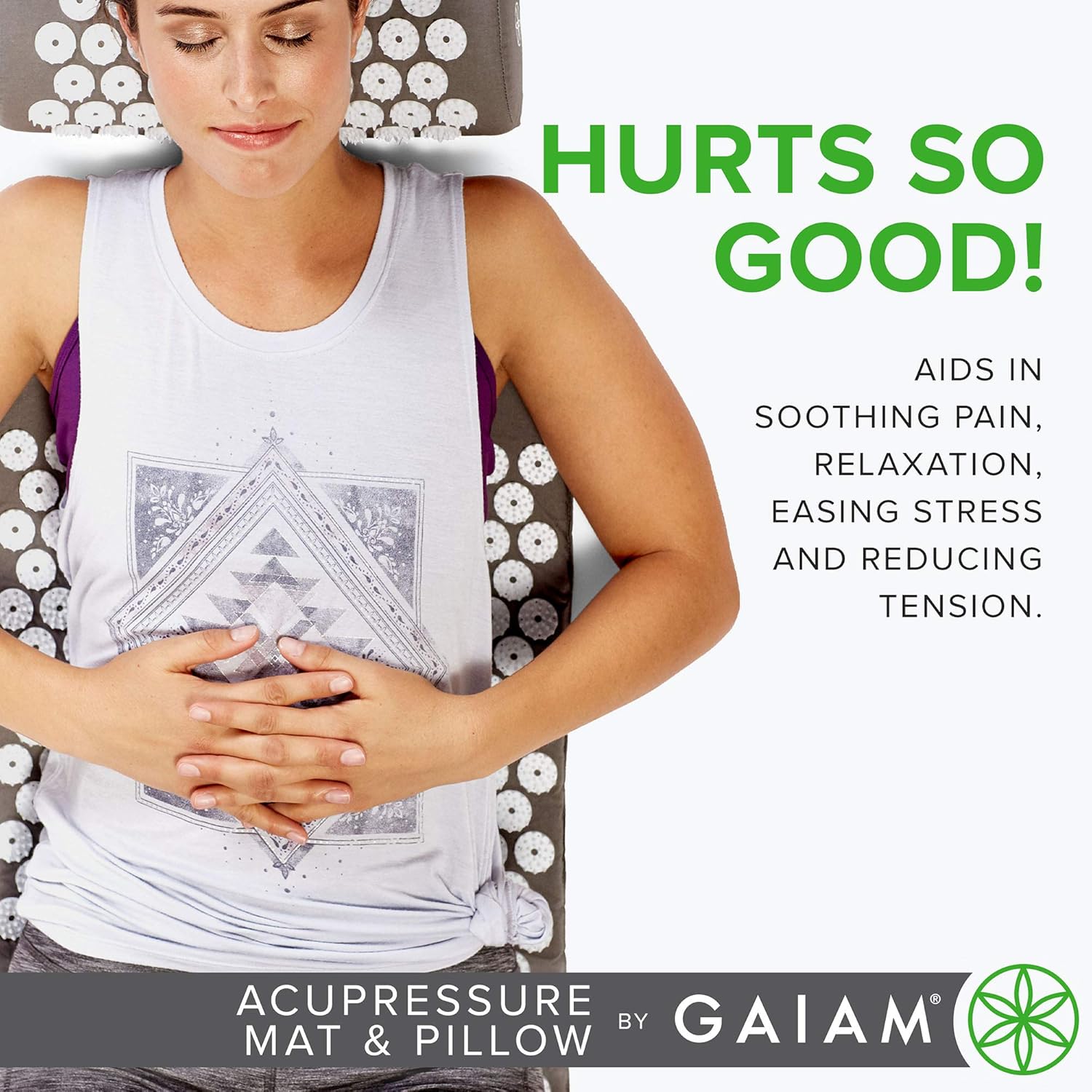 Gaiam Acupressure Mat and Pillow Set, Acupuncture Style Massage Mat & Pillow, Relief for Sciatic Nerve, Muscle Tension, Fibromyalgia, Neck, Shoulder & Back Pain, Migraine & Headaches and Insomnia Grey - Image 7