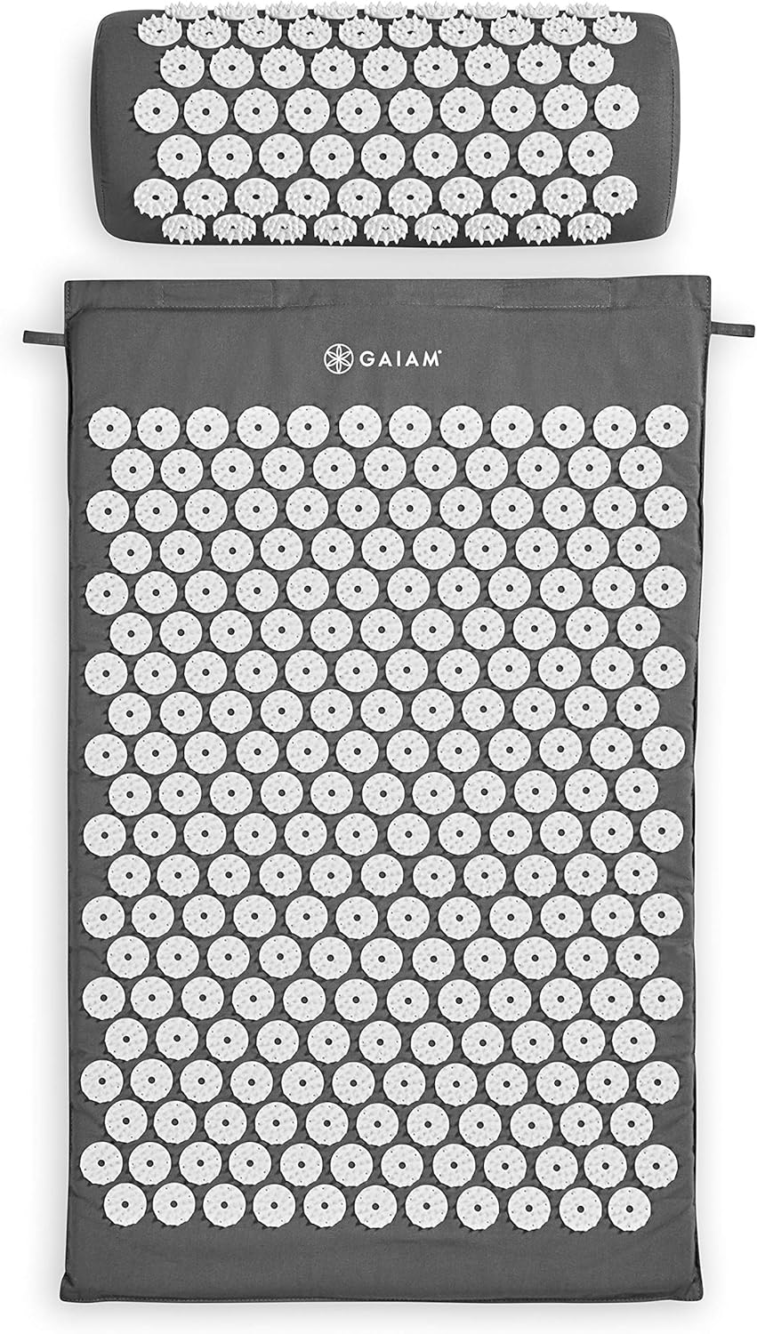 Gaiam Acupressure Mat and Pillow Set, Acupuncture Style Massage Mat & Pillow, Relief for Sciatic Nerve, Muscle Tension, Fibromyalgia, Neck, Shoulder & Back Pain, Migraine & Headaches and Insomnia Grey - Image 3