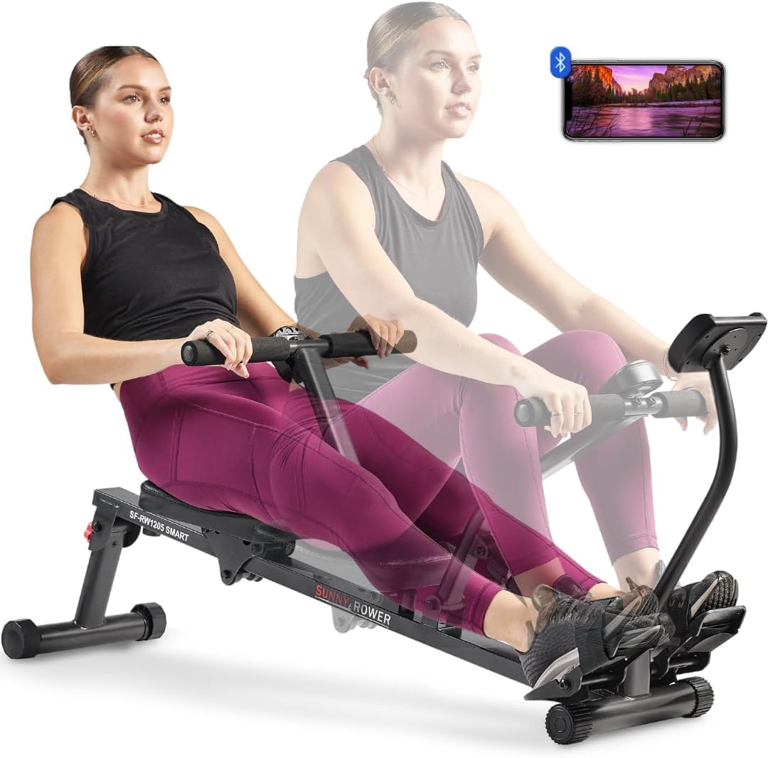 Sunny Health & Fitness Compact Adjustable Rowing Machine with 12 Levels of Resistance for Complete Body Workouts and Optional Free SunnyFit App Enhanced Connectivity - Image 2
